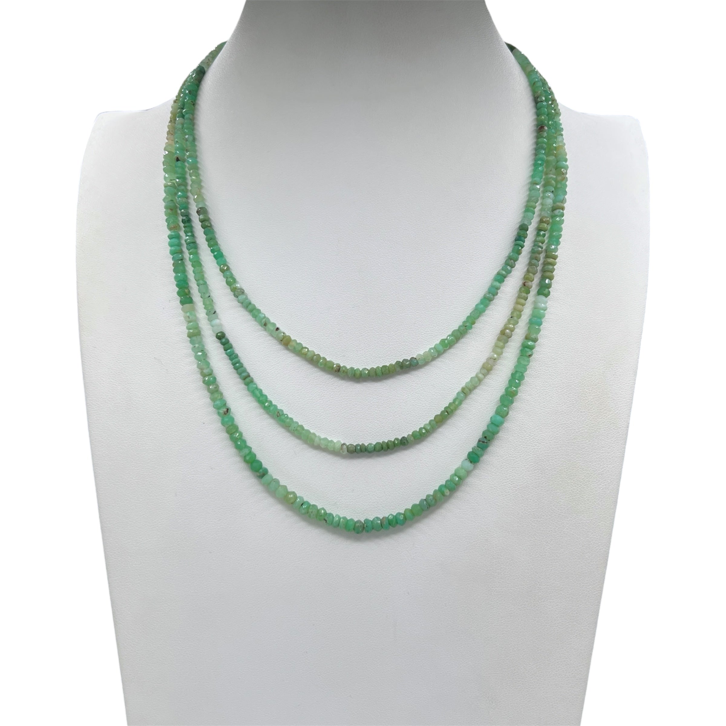 Faceted Chrysoprase Long Necklace