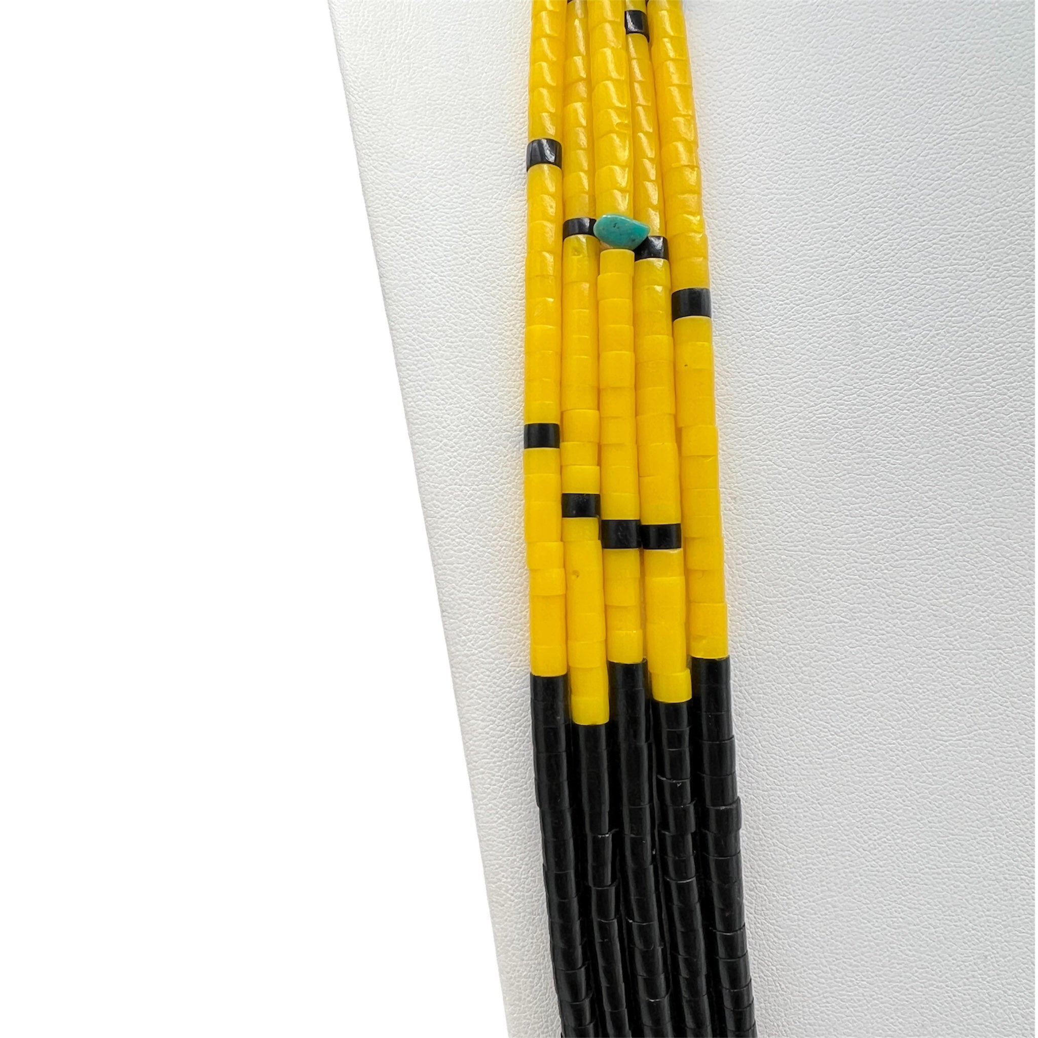Yellow Serpentine and Black Jet Heishi Style Necklace Santo Domingo