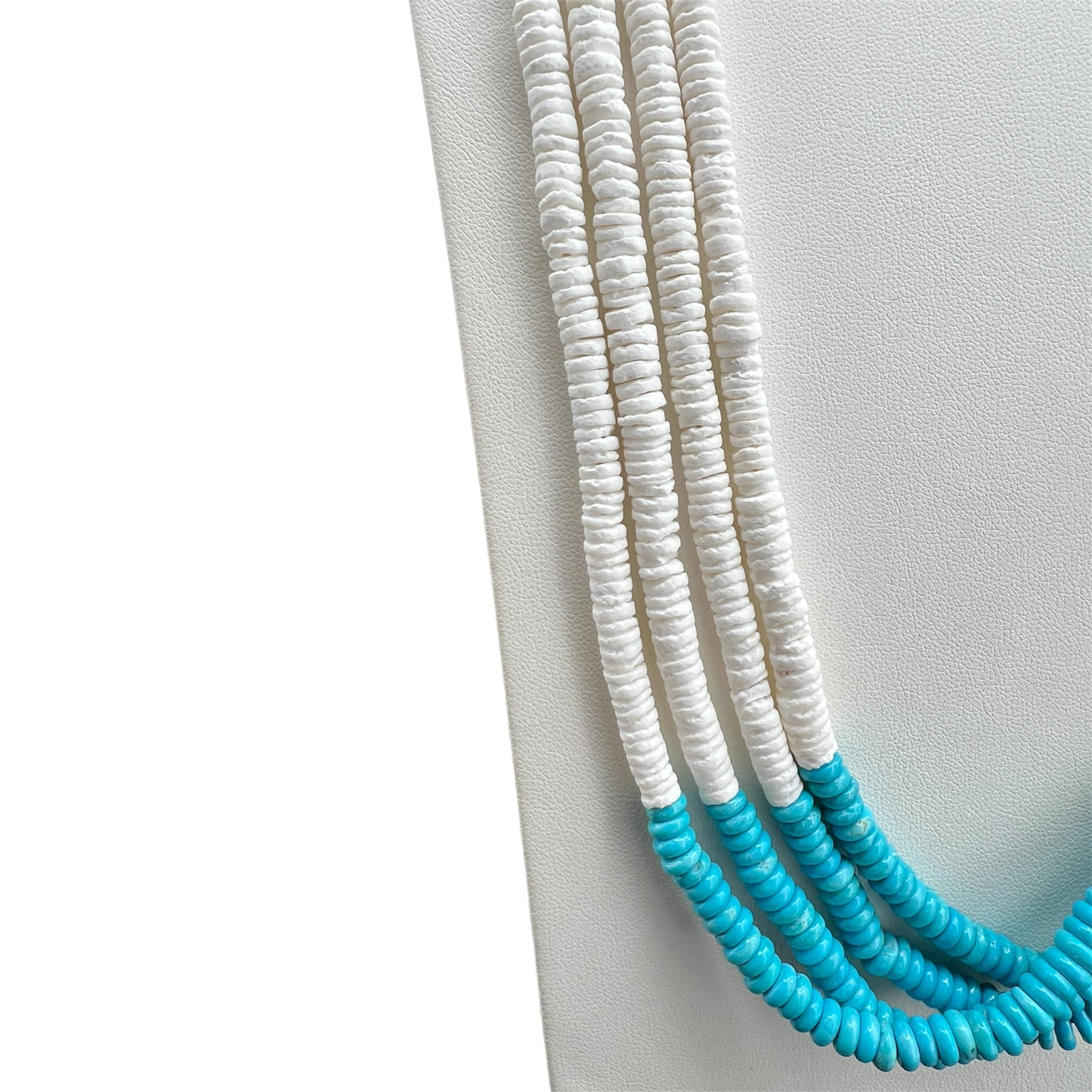 Clam Shell and Turquoise Heishi Necklace Santo Domingo