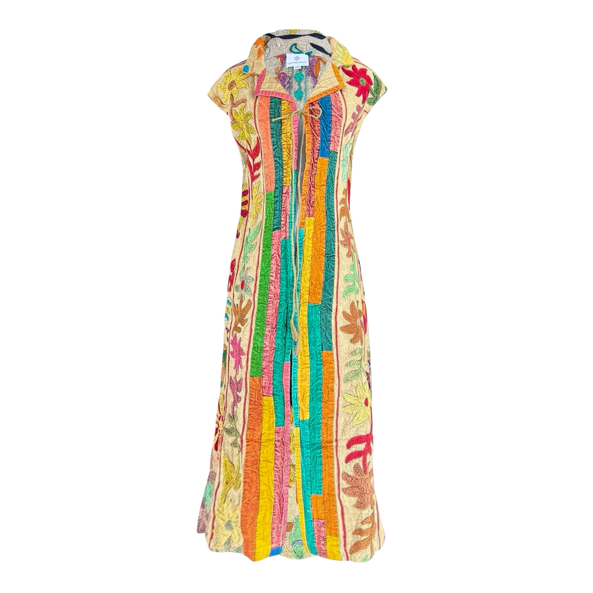 Aisha Hand Embroidered Long Cotton Vest One of a Kind