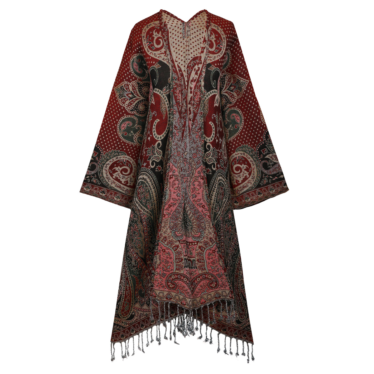 Polka Dot Prancer Paisley Boiled Wool Kimono Coat