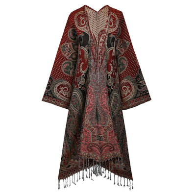 Polka Dot Prancer Paisley Boiled Wool Kimono Coat