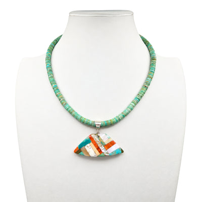 Royston Turquoise Necklace With Mosaic Pendant Santo Domingo