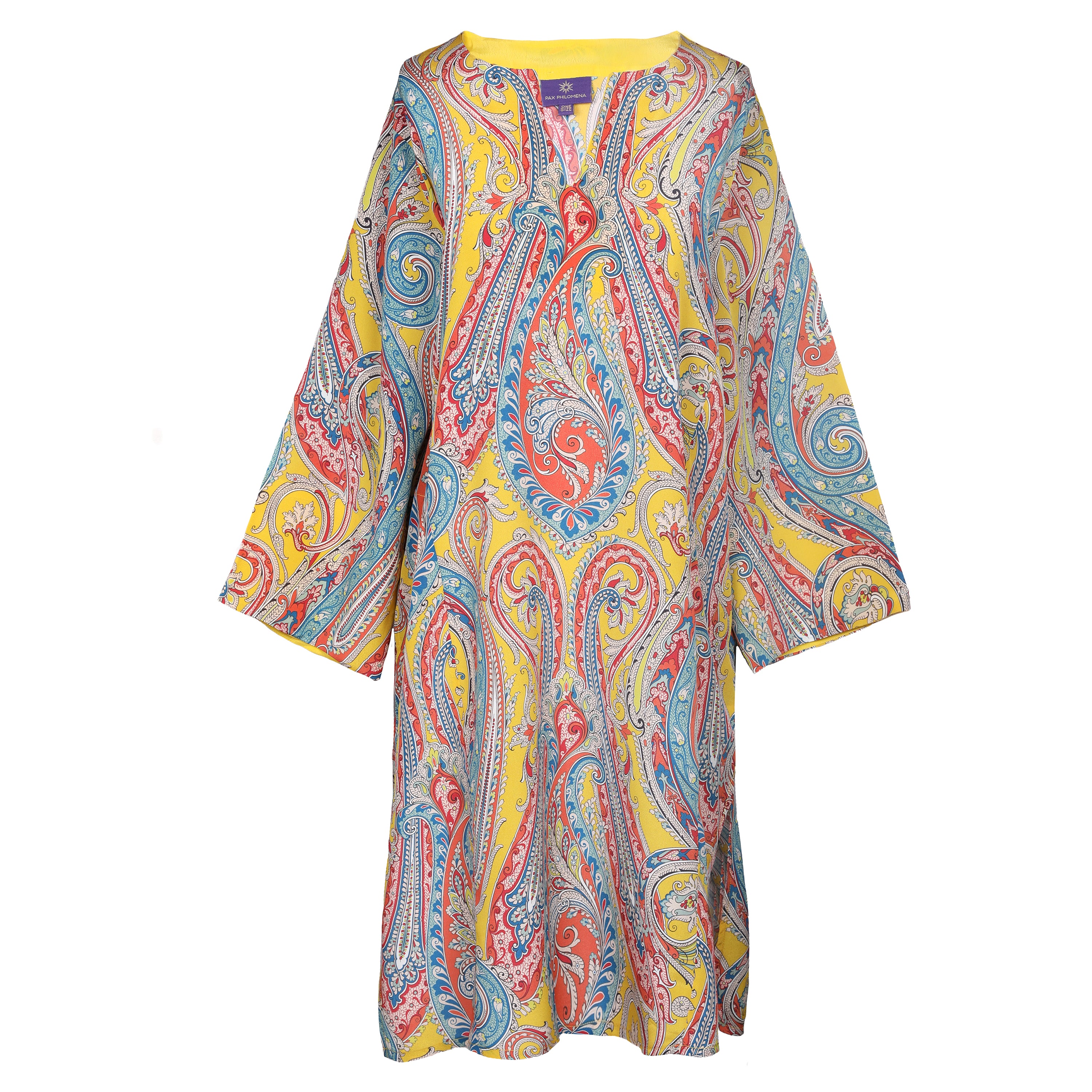 Saffron Principessa Paisley Italian Silk Midi Tunic