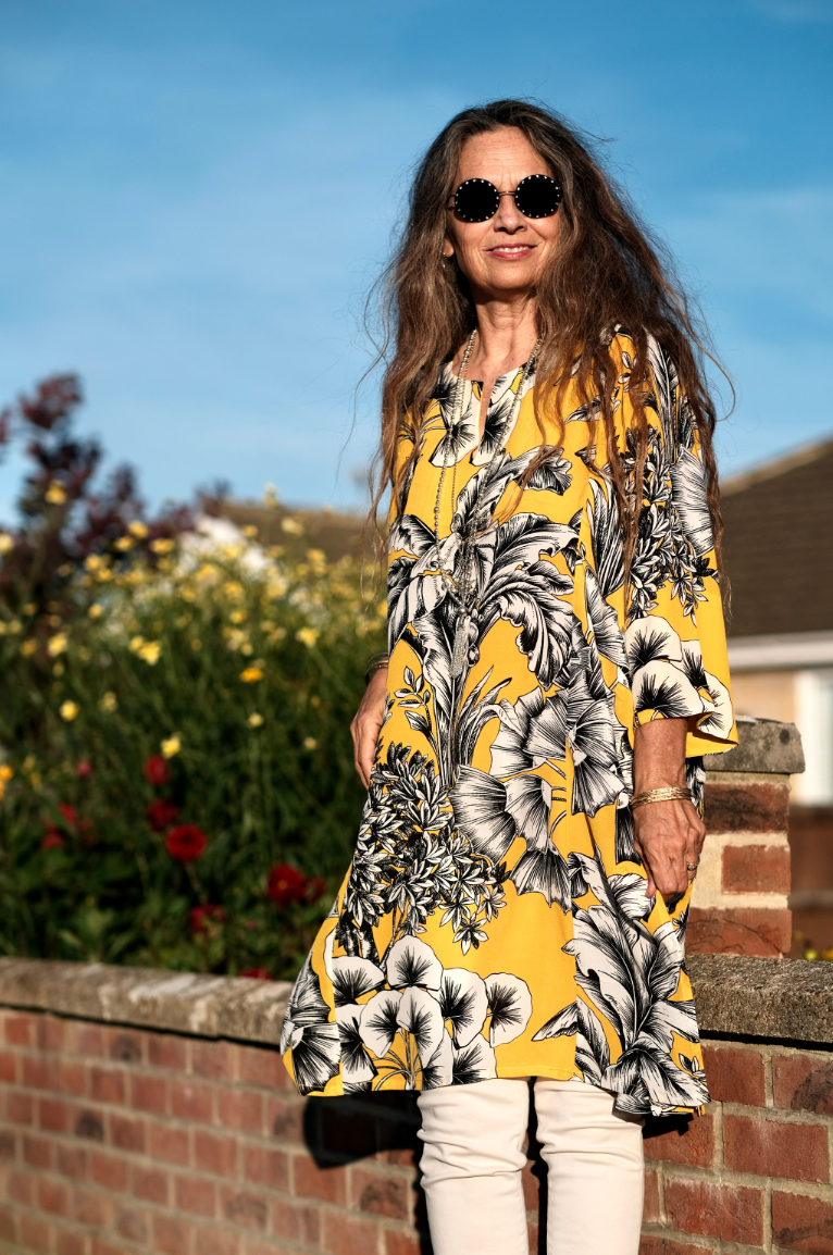 Giardino Giallo Italian Silk Midi Tunic