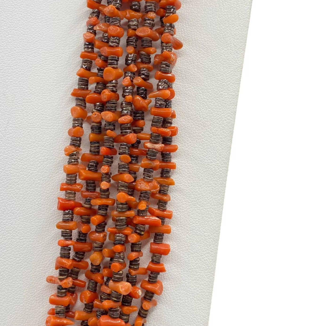Apple Coral and Heishi Shell Necklace Santo Domingo