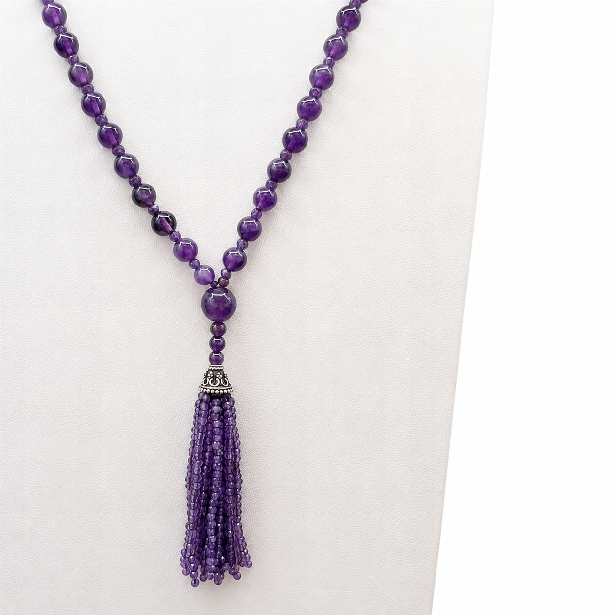 Semi Precious Amethyst Mala Necklace