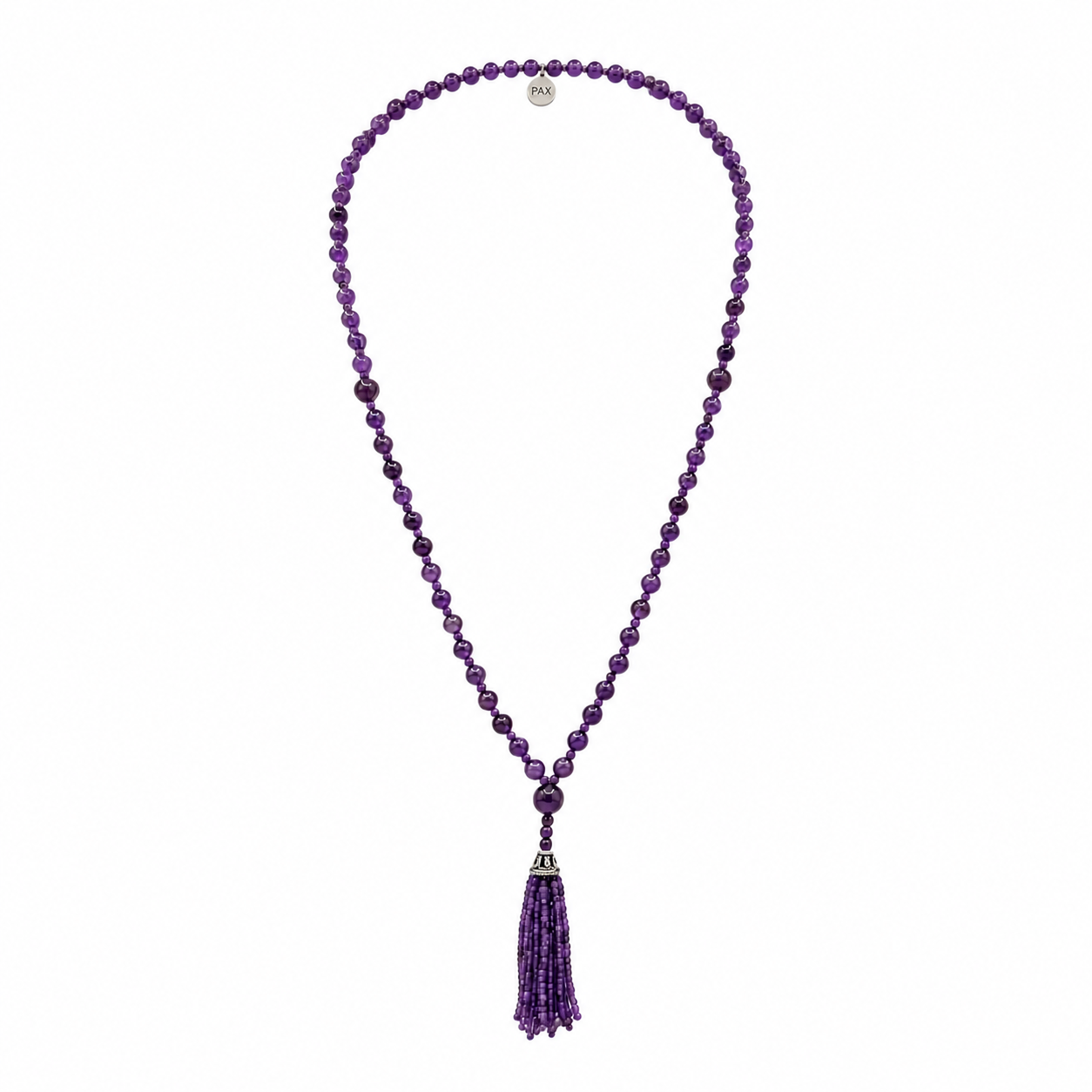 Semi Precious Amethyst Mala Necklace