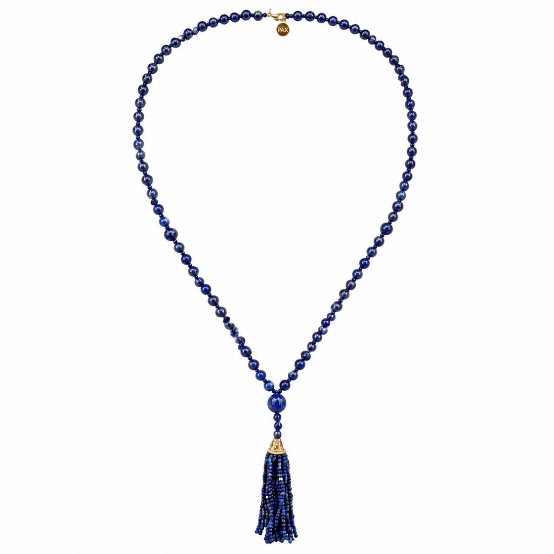 Semi Precious Lapis Lazuli Mala Necklace