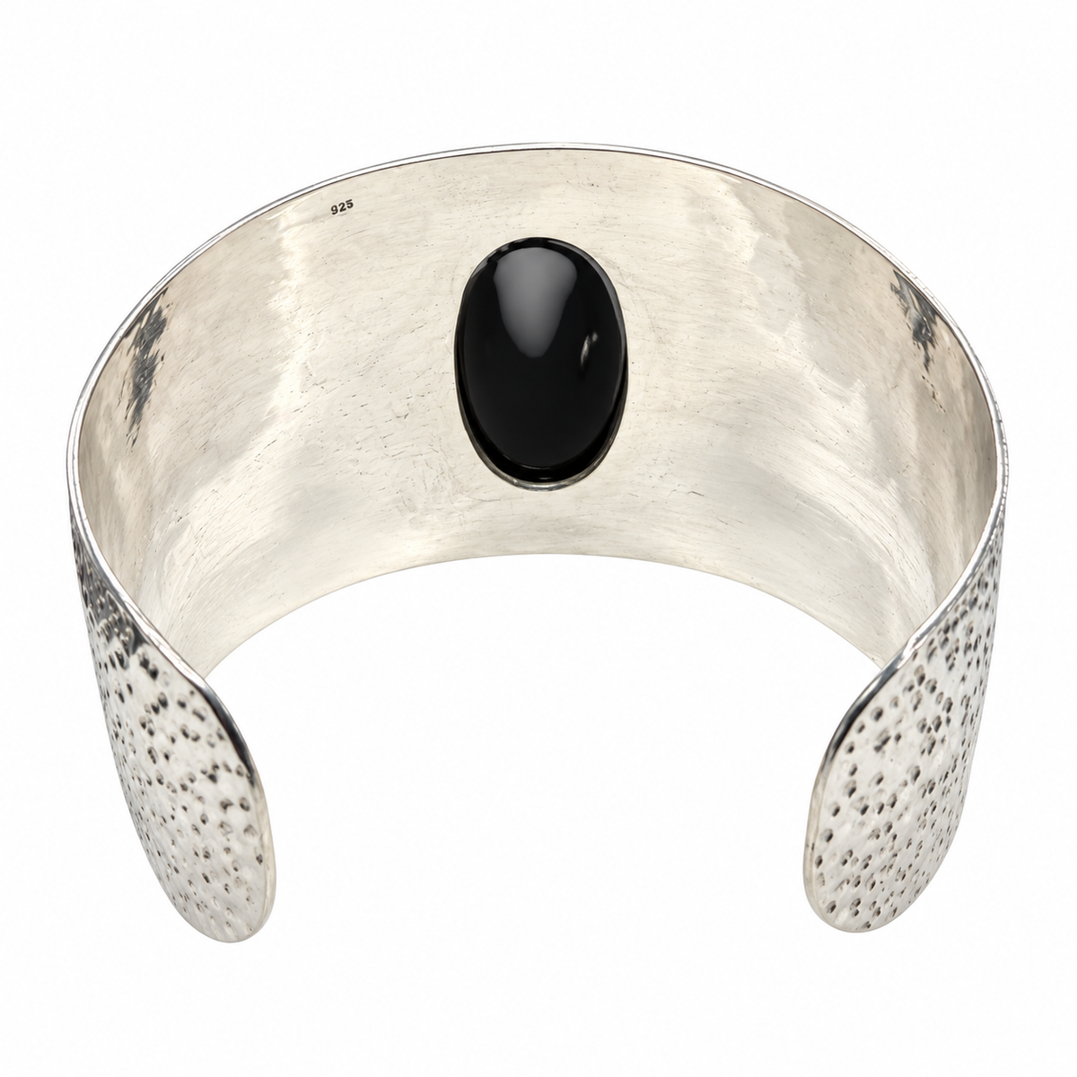 Hammered Silver and Black Onyx Cuff Bracelet