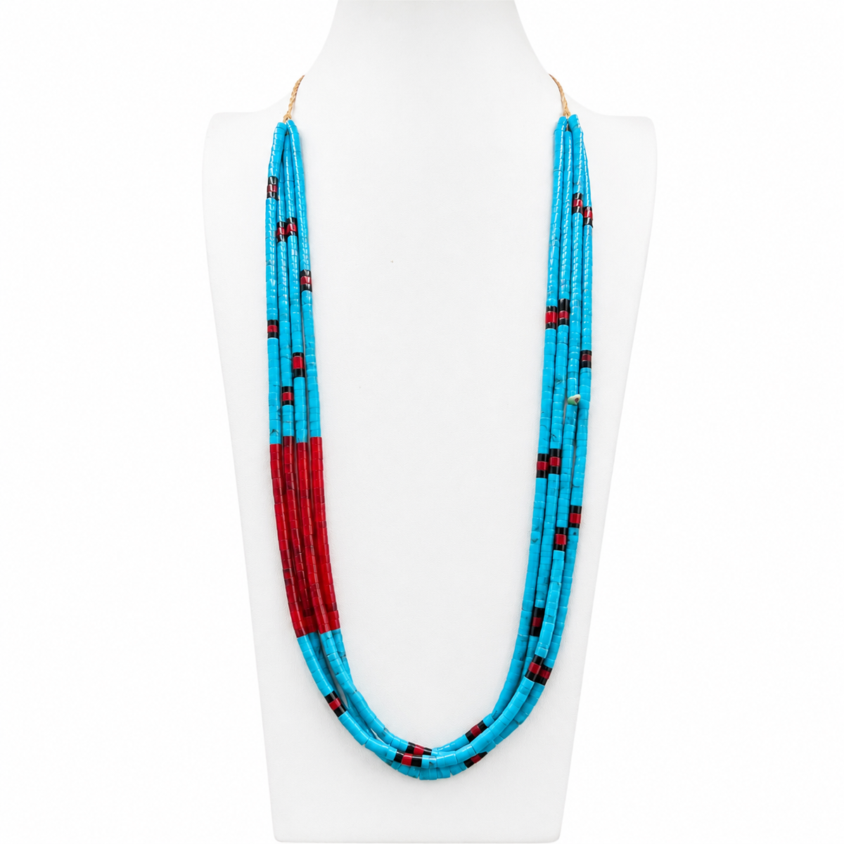 Turquoise and Apple Coral Santo Domingo Necklace