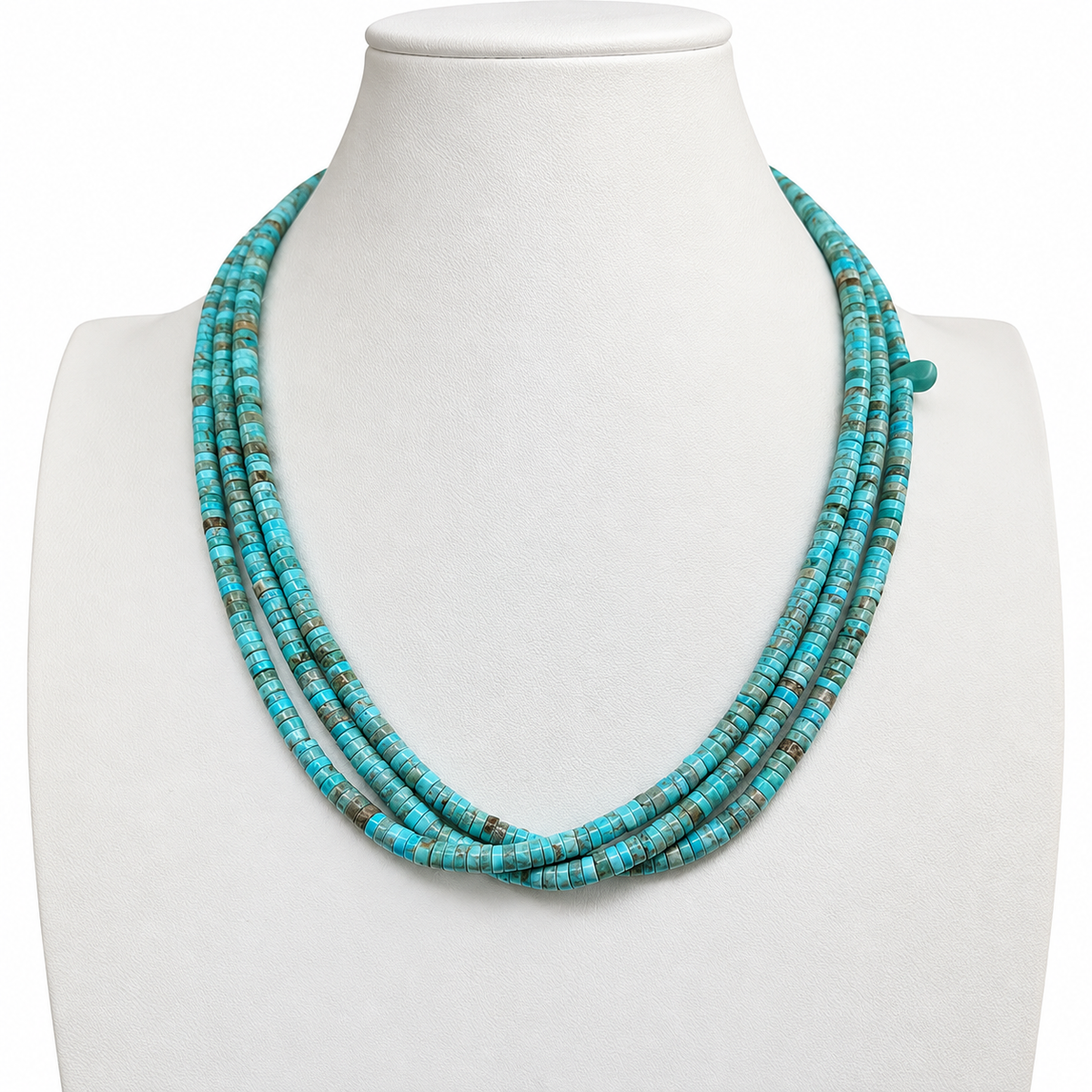 Turquoise and Heishi Shell Santo Domingo Necklace Three Strand