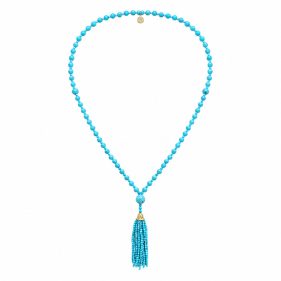 Turquoise Tassel Mala Necklace