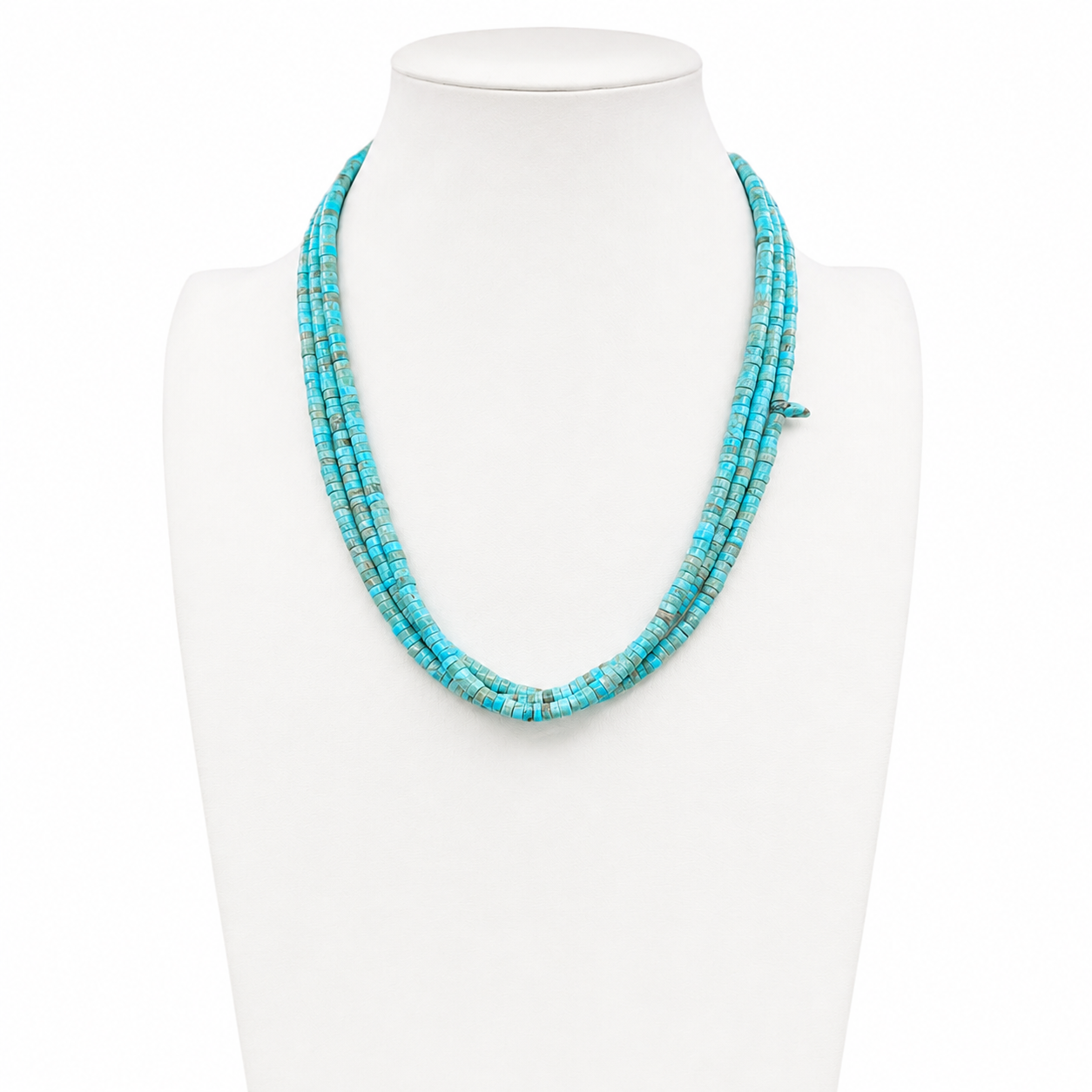 Turquoise and Heishi Three Strand Santo Domingo Necklace