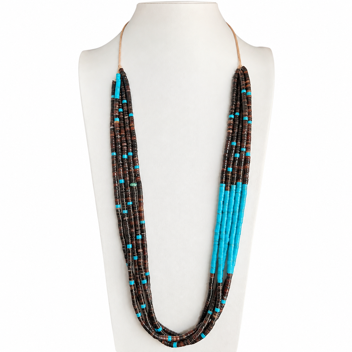 Turquoise and Tiger's Eye Santo Domingo Necklace Five Strands