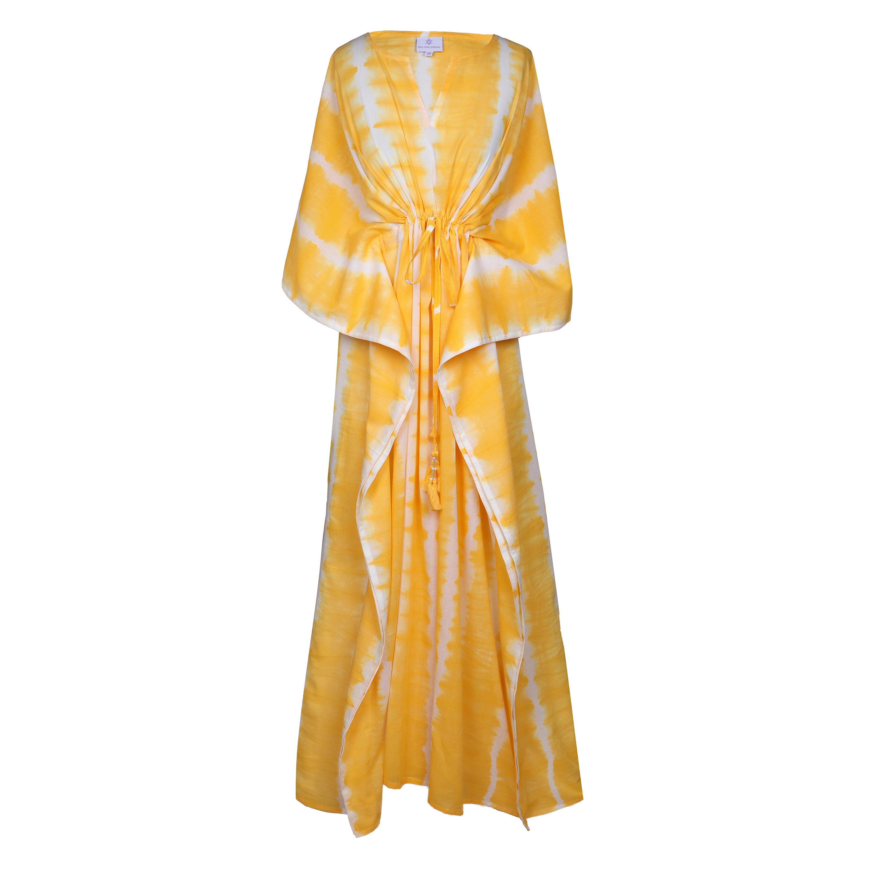 Yellow Shibori Tie-Dye Maxi Kaftan