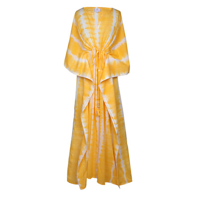 Yellow Shibori Tie-Dye Maxi Kaftan Final Sale