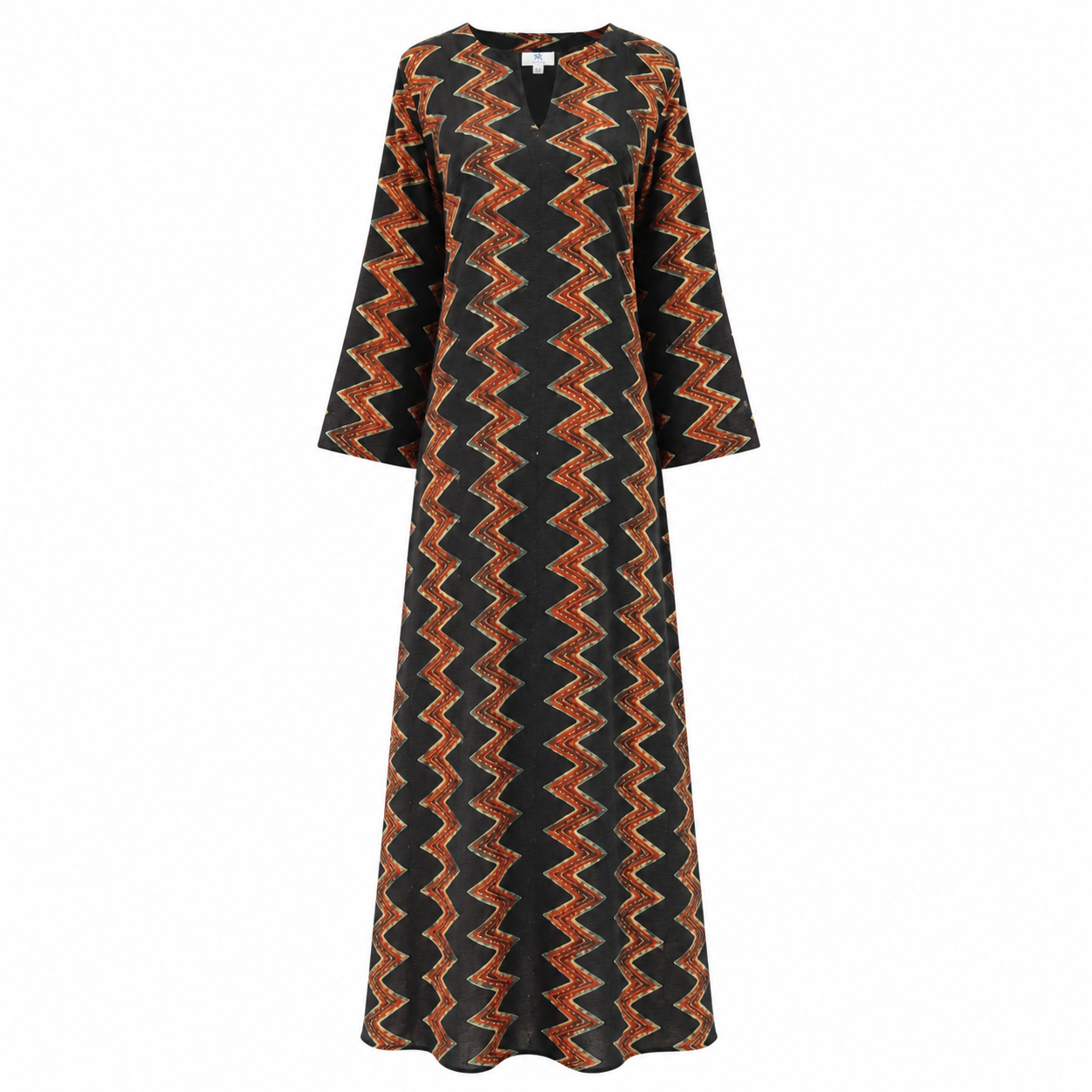 Zig Zag Khadi Black Natural Dye Long Tunic Dress Limited Edition