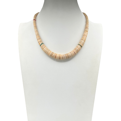 Unique Melon Shell and Turquoise Heishi Necklace Santo Domingo