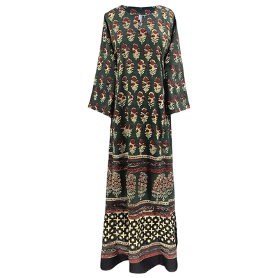 Gangtok Green Long Tunic Dress Natural Dyes Limted Edition