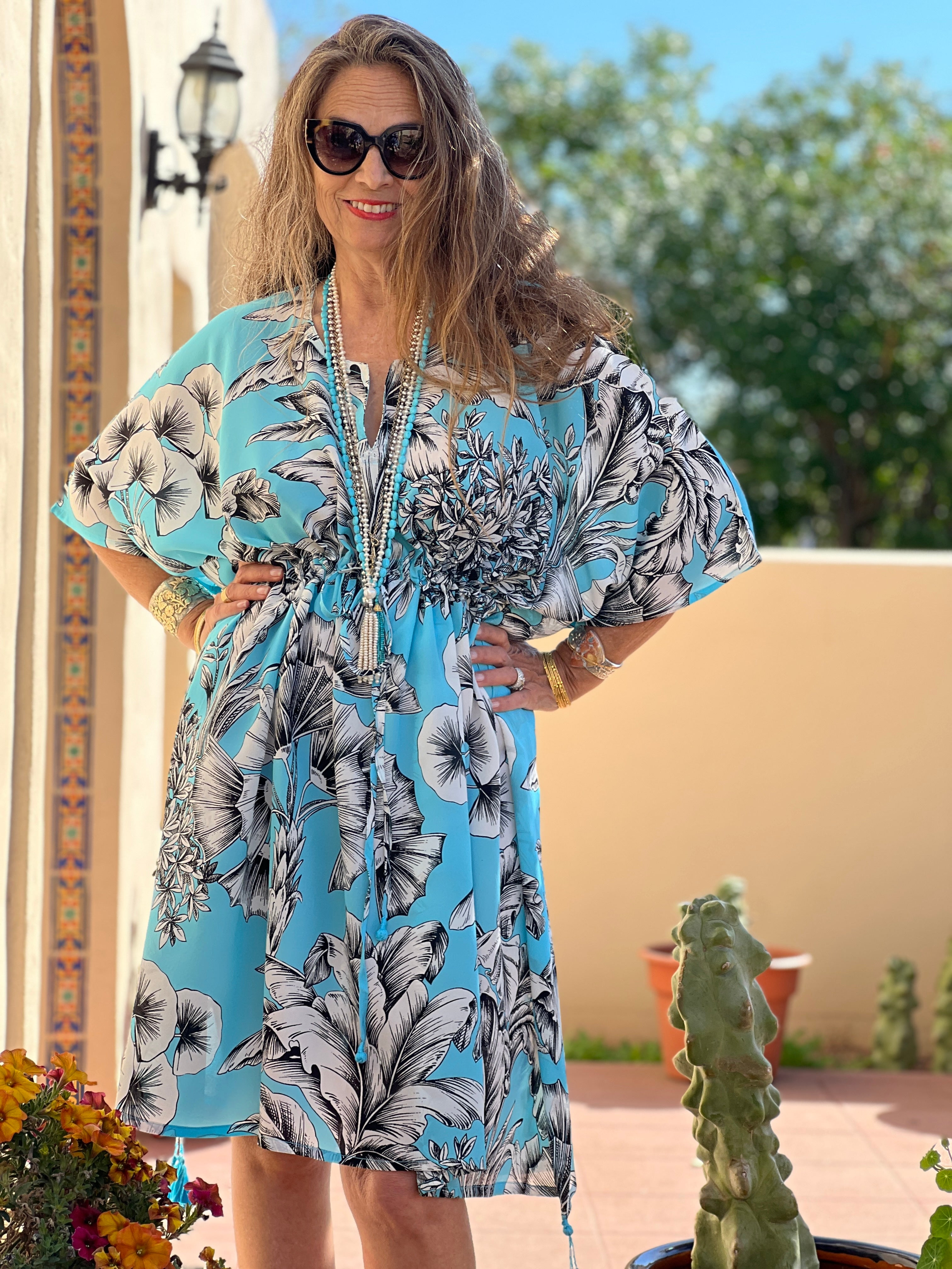 Giardino Azzurro Italian Silk Midi