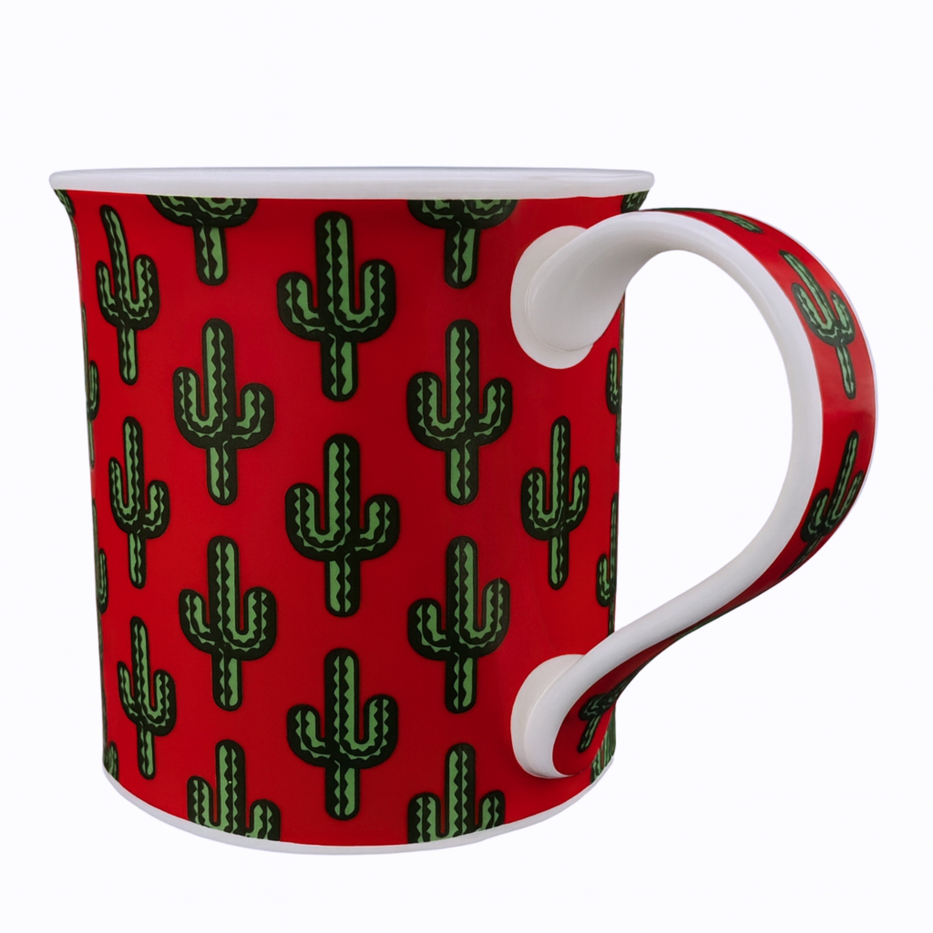 Fine Bone China Red Saguaro Cactus Mug