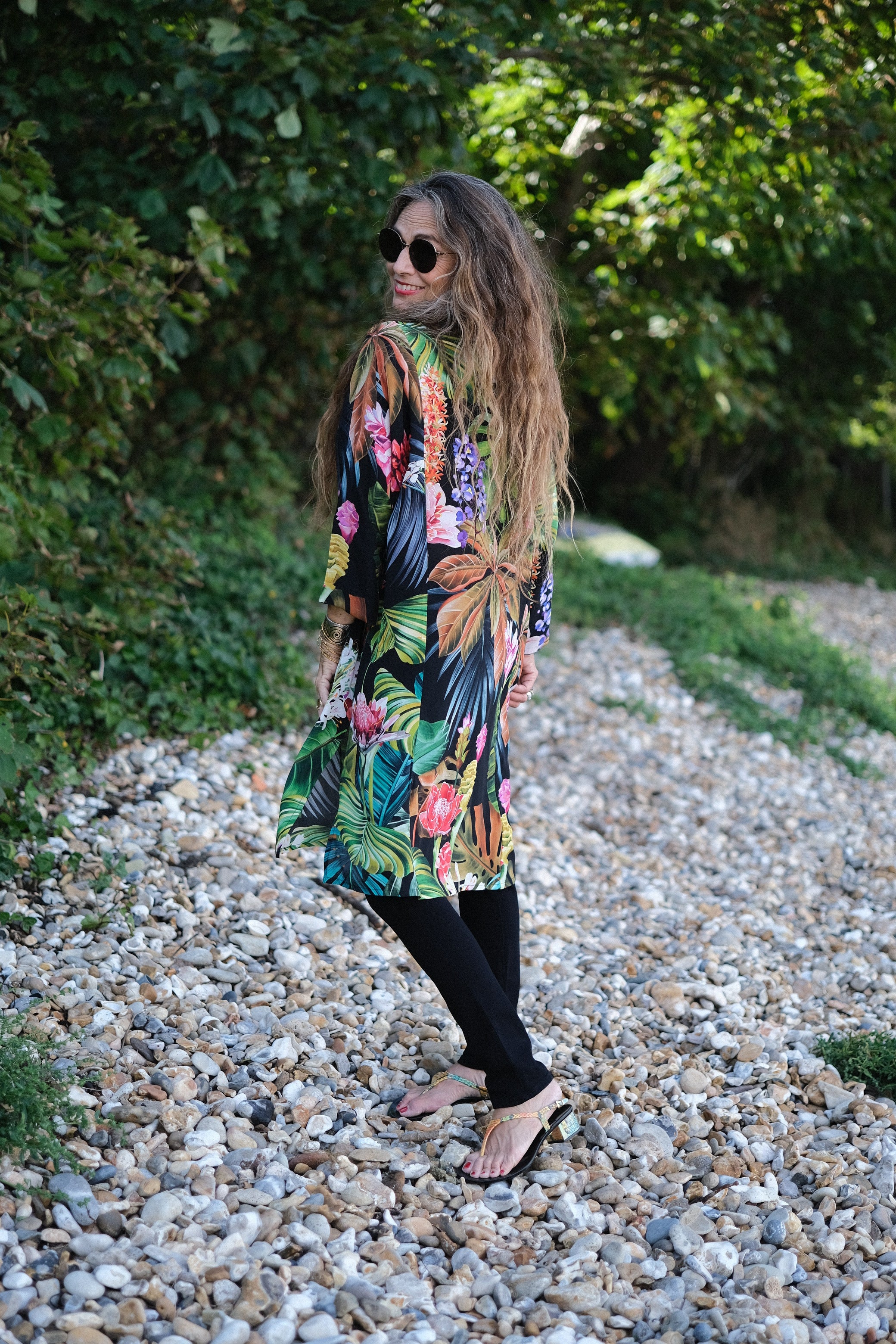 Black Botanica Italian Silk Tunic