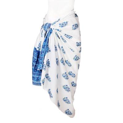 Blue and White Floral Pareo