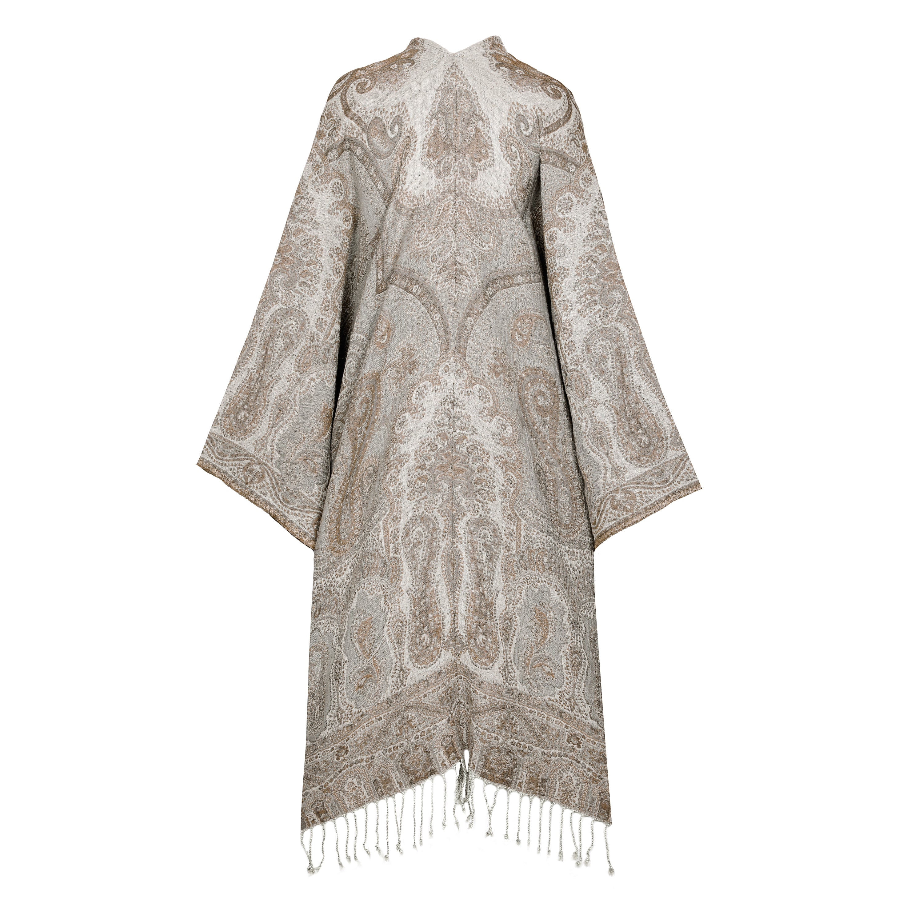 Brunellino Paisley Boiled Wool Kimono Coat Reversible