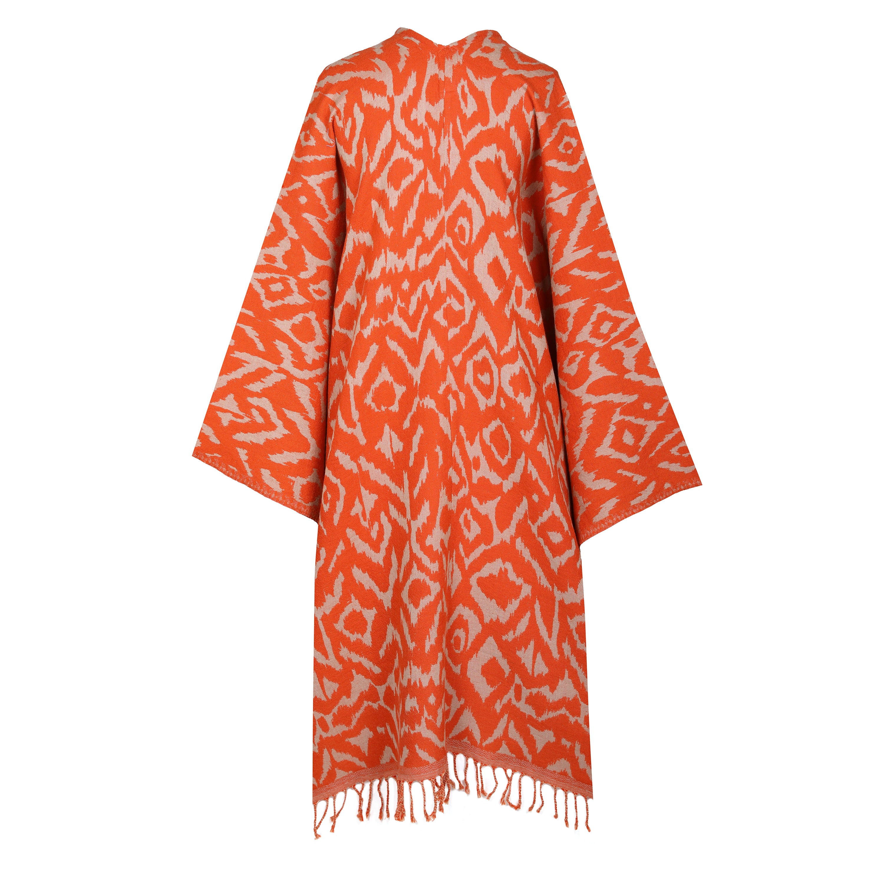 Cheryl Tangerine Ikat Boiled Wool Kimono Coat Reversible