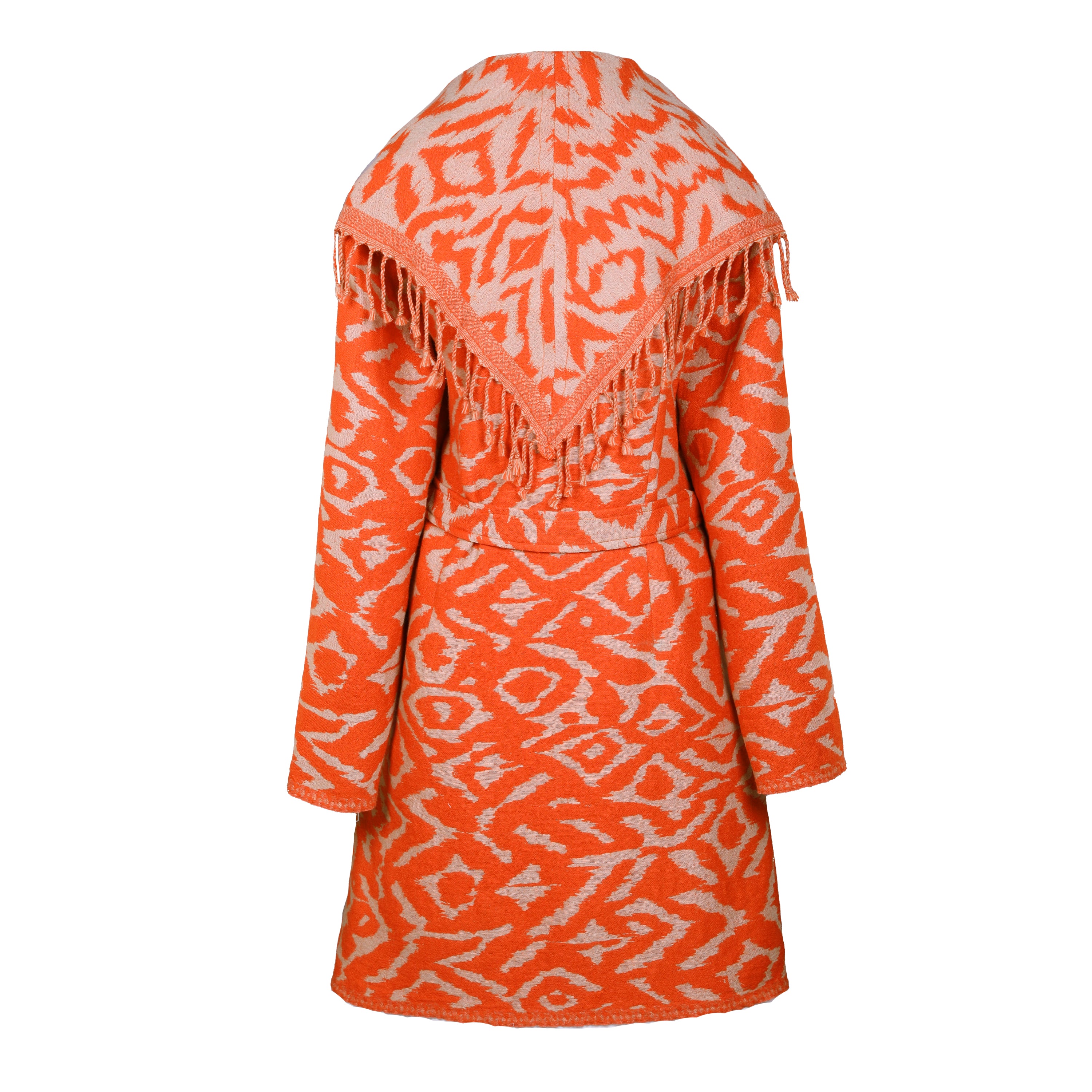 Cheryl Tangerine Belted Boiled Wool Coat