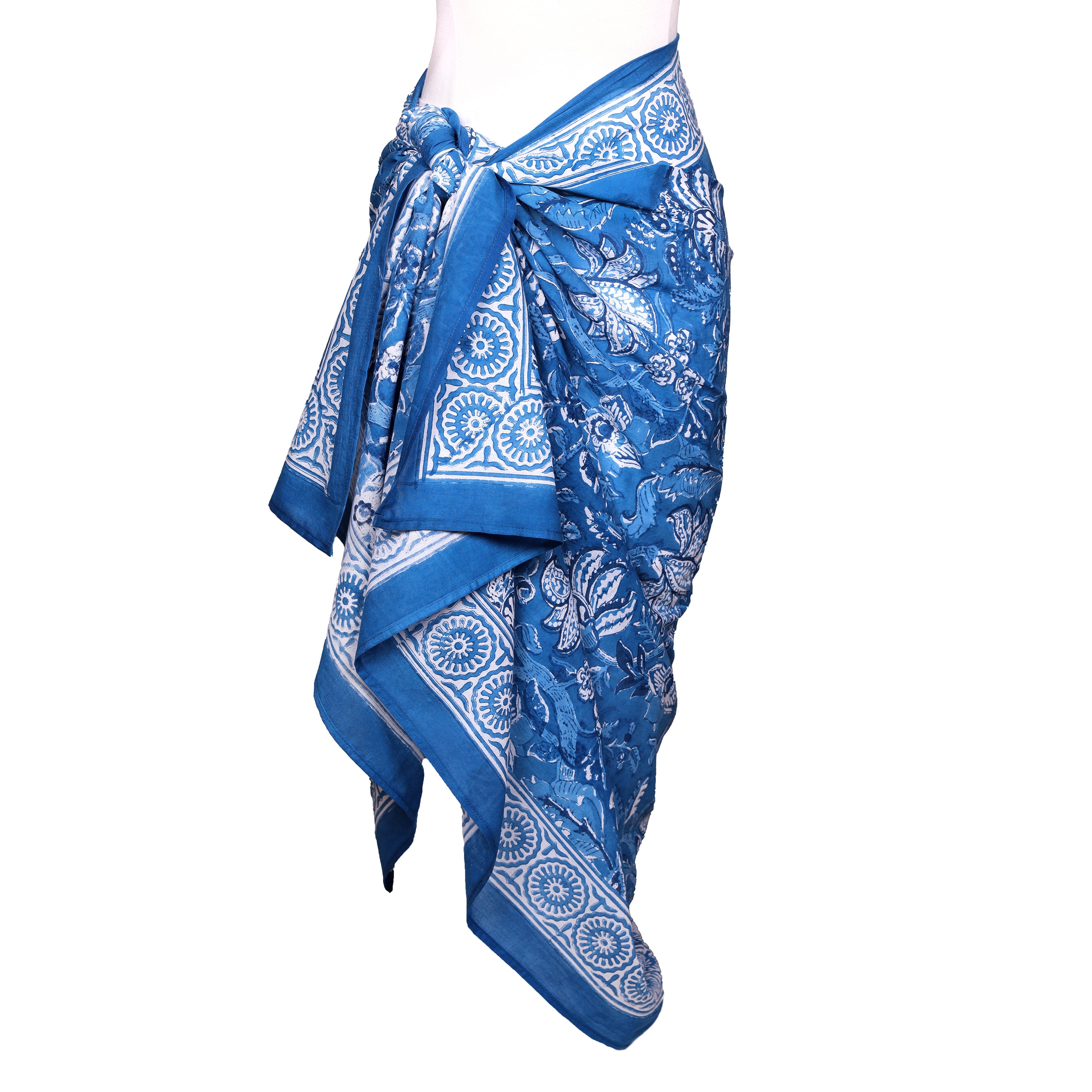 Delfina Blue Cotton Pareo Cover-up