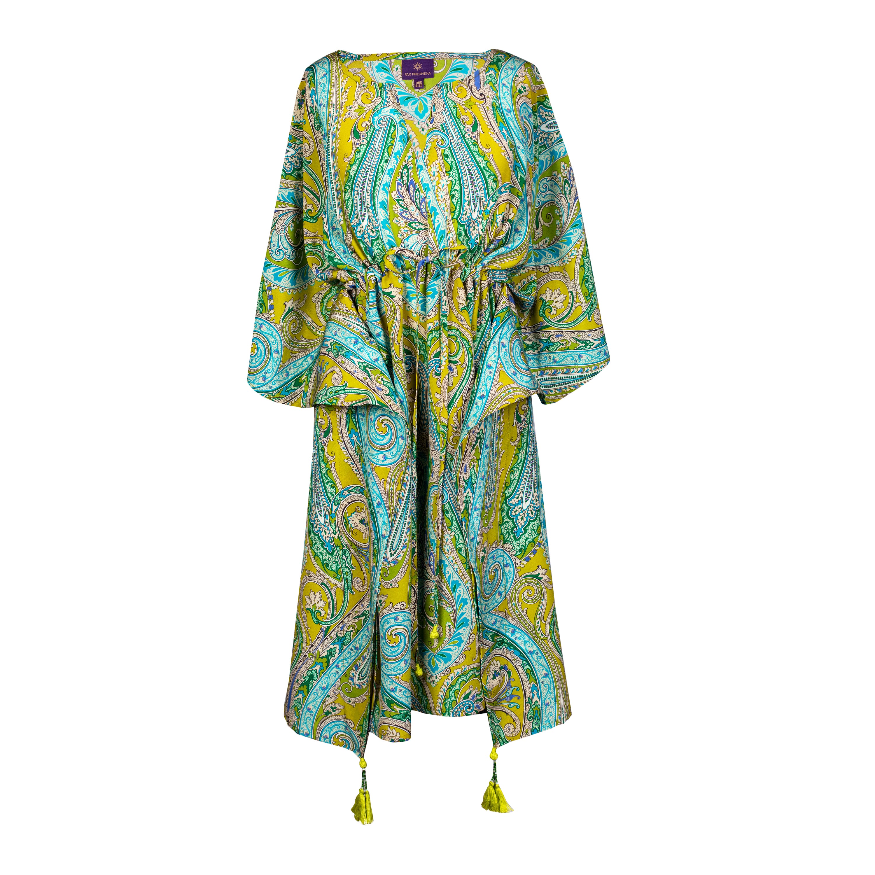 Electric Principessa Paisley Italian Silk Midi Dress