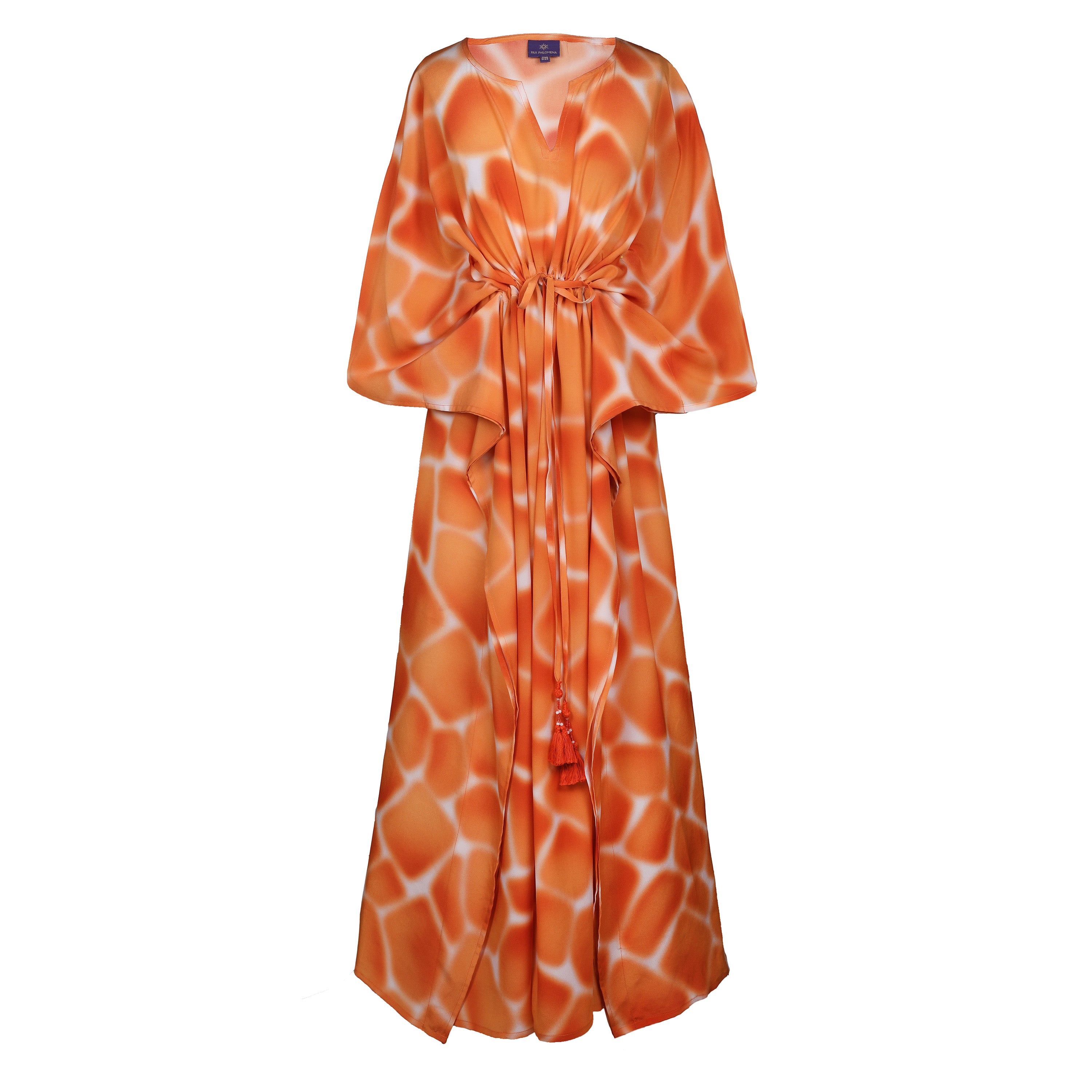 ZIRAFA GIRAFFA ORANGE ITALIAN SILK MAXI KAFTAN