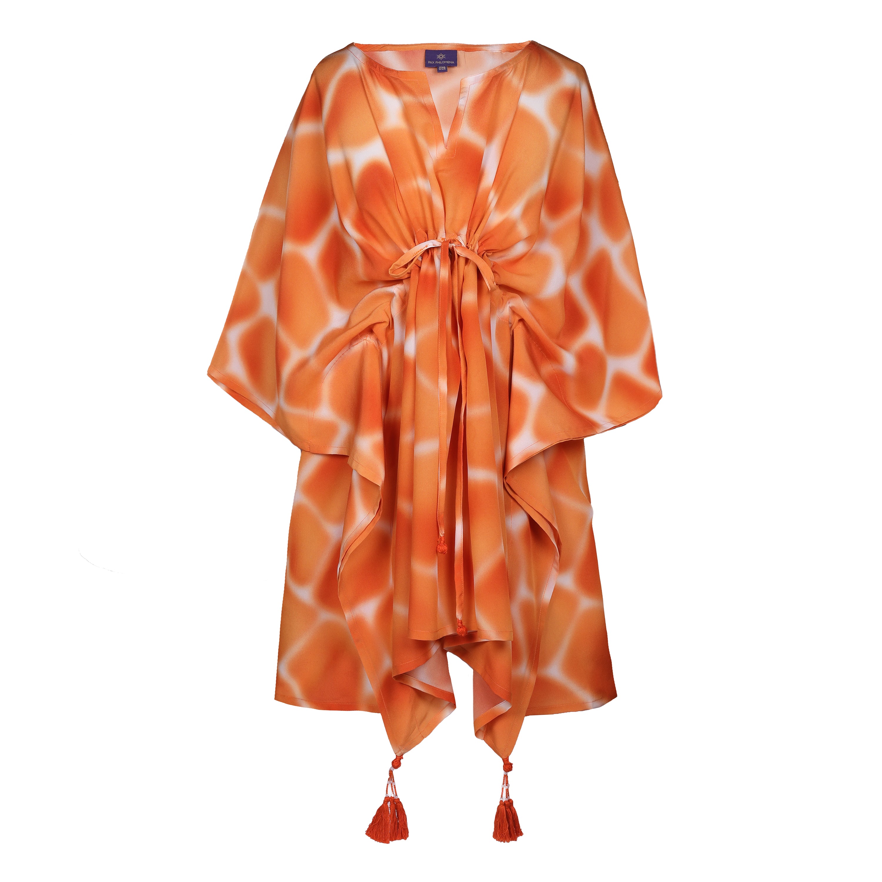 ZIRAFA GIRAFFA ORANGE ITALIAN SILK SHORT KAFTAN