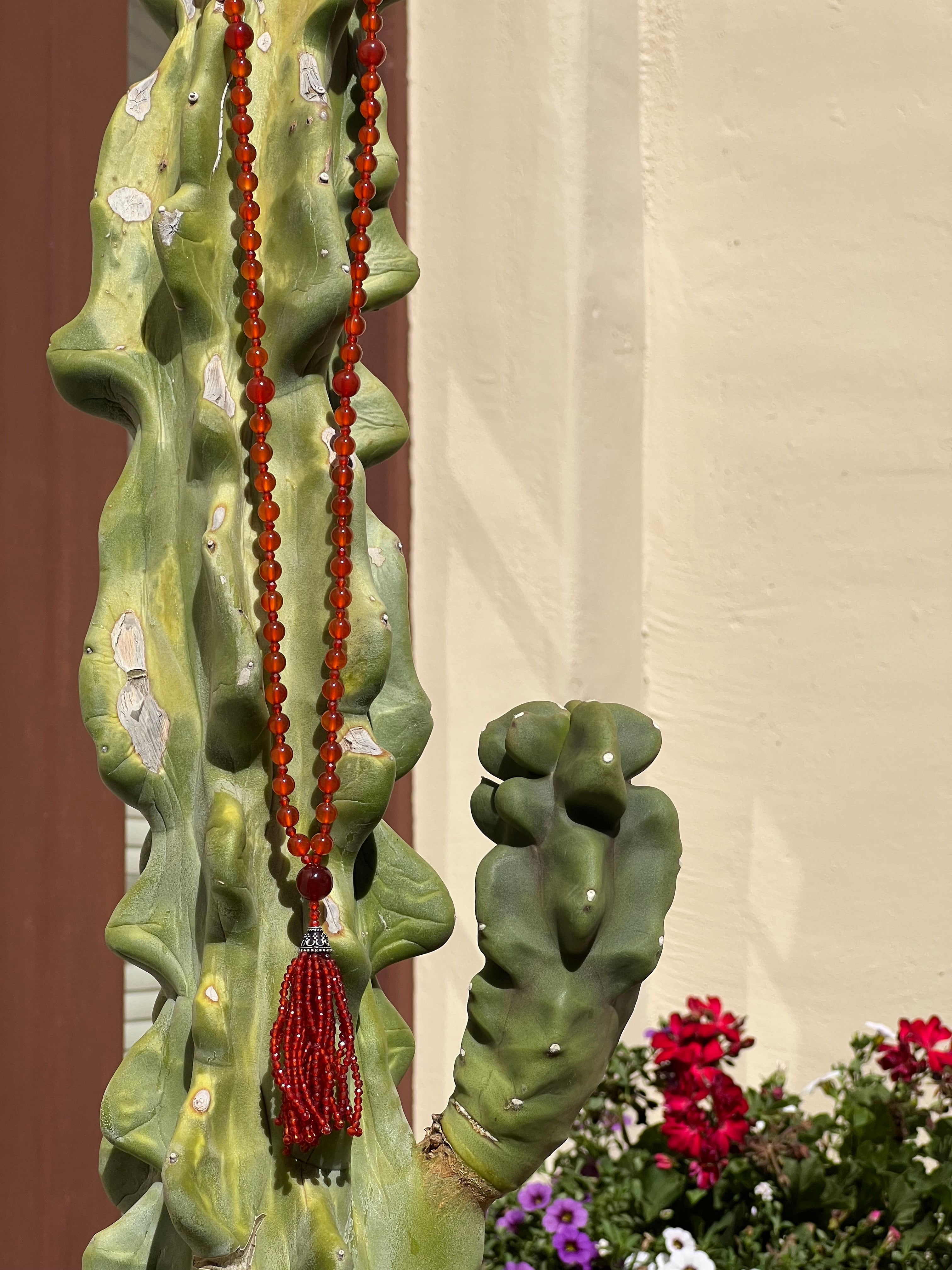 Semi Precious Carnelian Mala Necklace