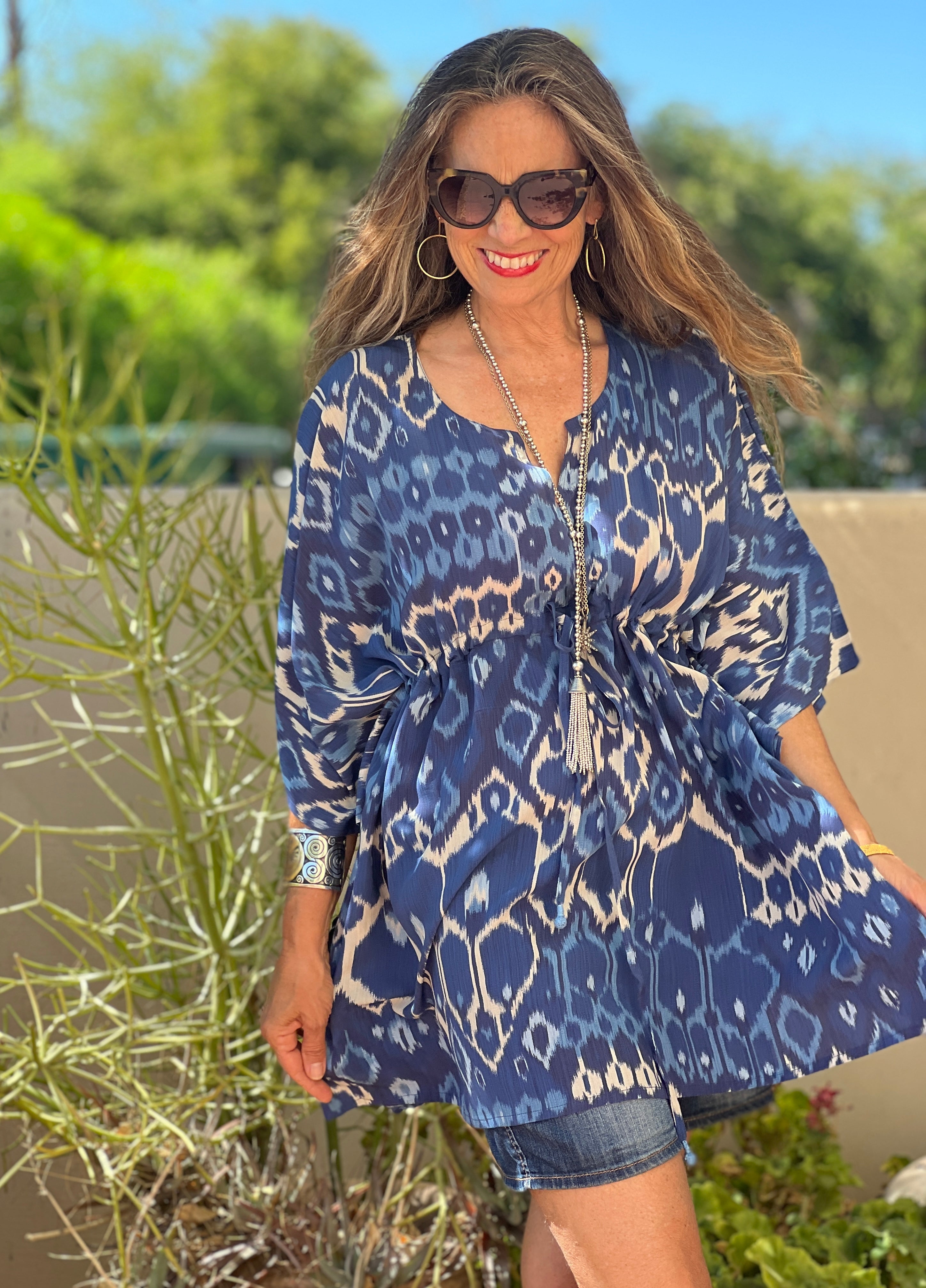 Blu Vita Italian Silk Short Kaftan