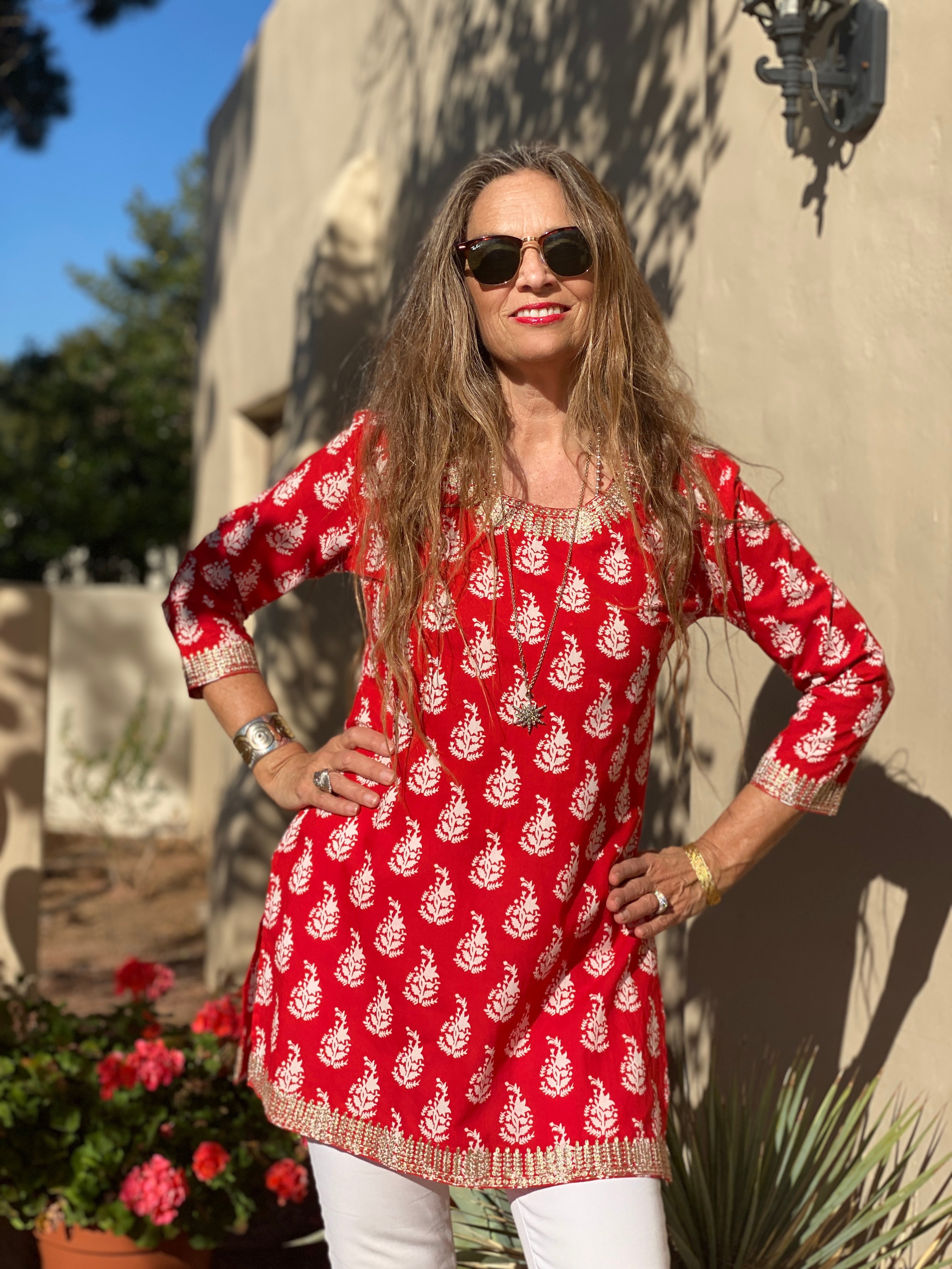 Luisa Red Cotton Tunic