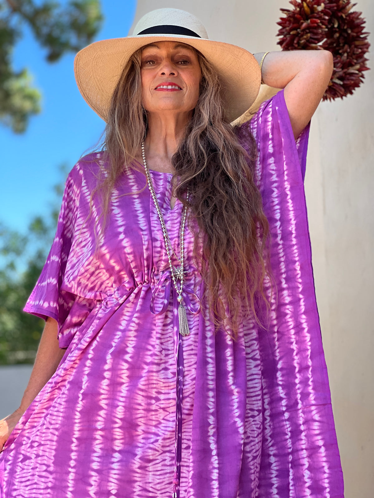 Panarea Purple Cotton Needle Shibori