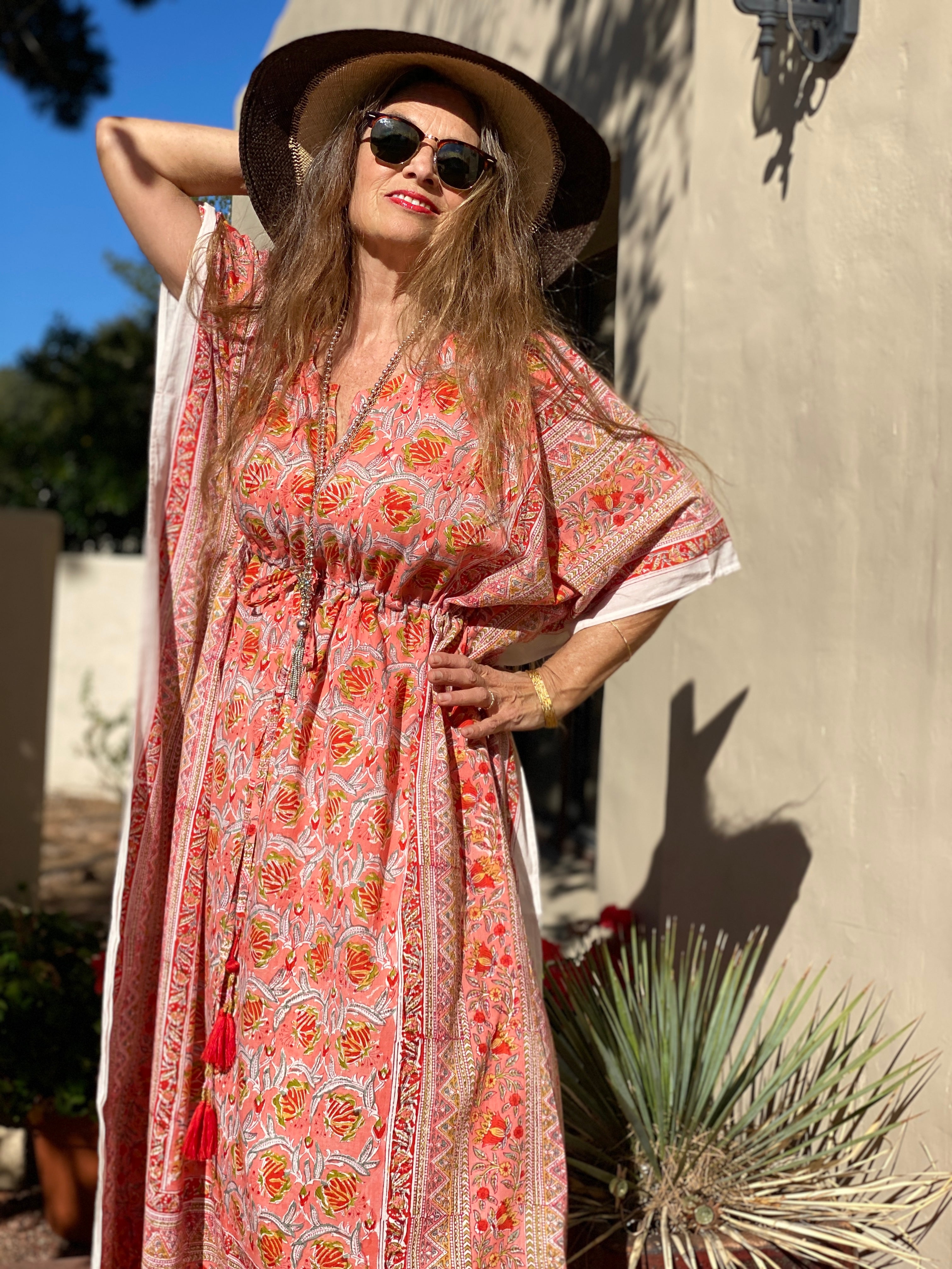 Georgia Maxi Cotton Kaftan Dress Store Credit or Exchange