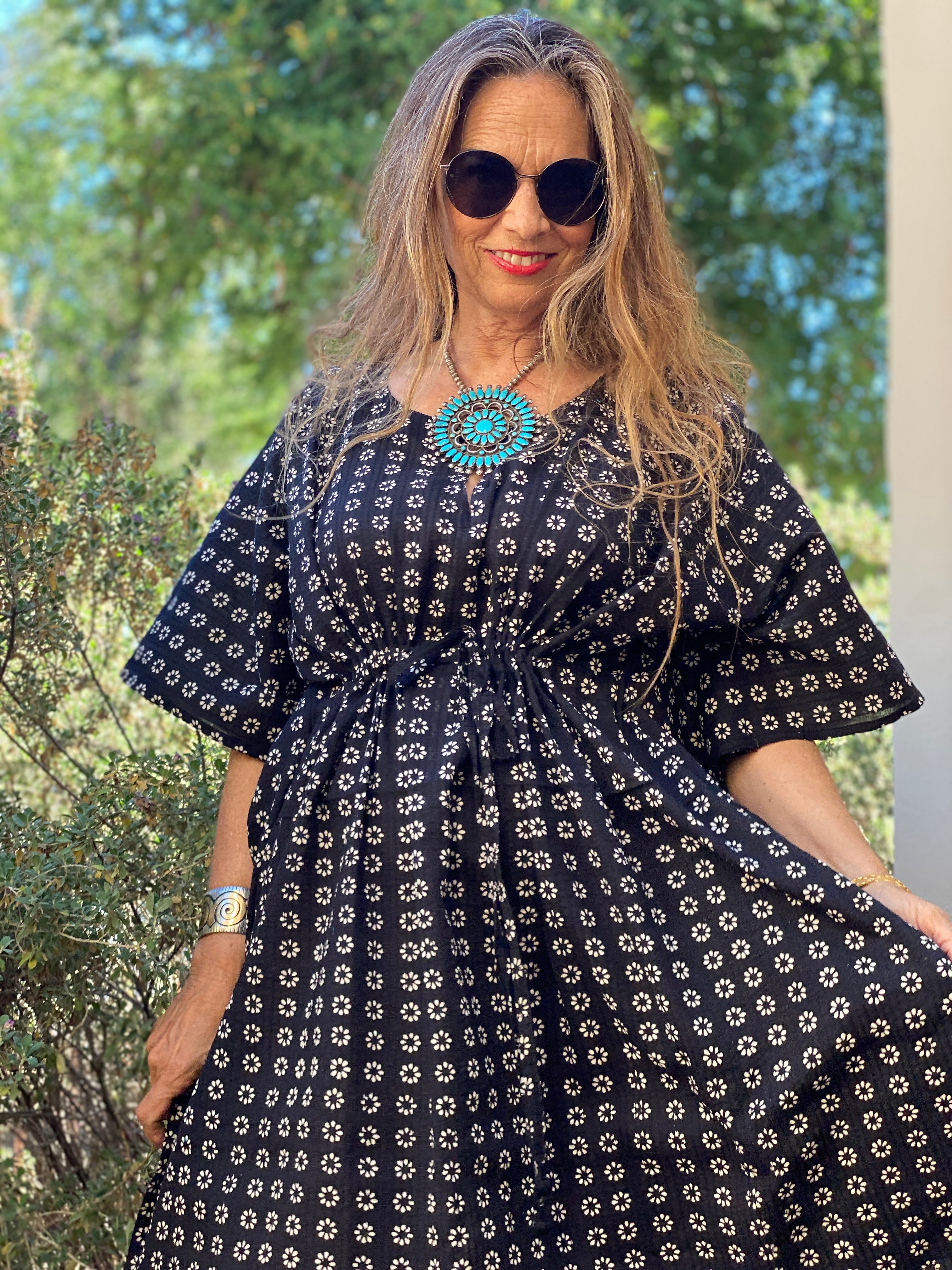 Black Manisha Midi Kaftan Dress Store Credit