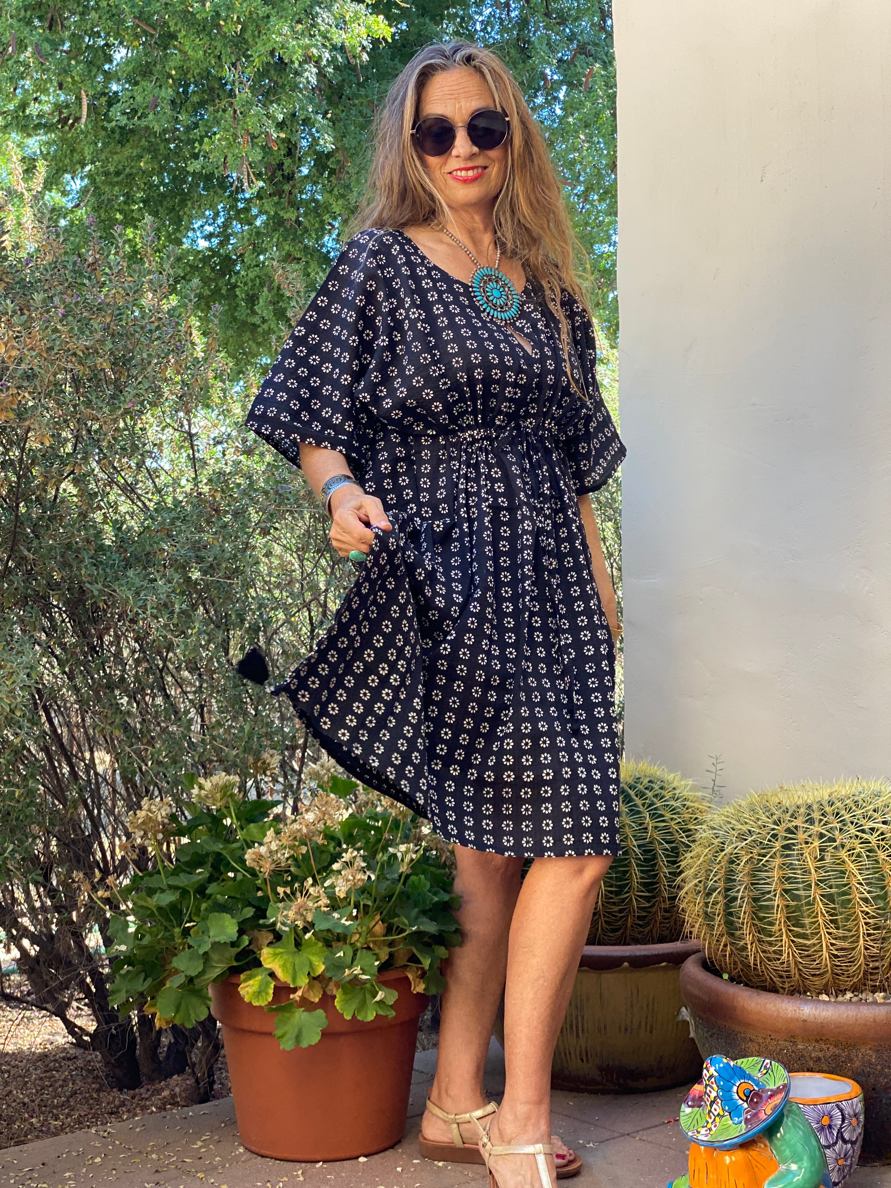 Black Manisha Midi Kaftan Dress Store Credit