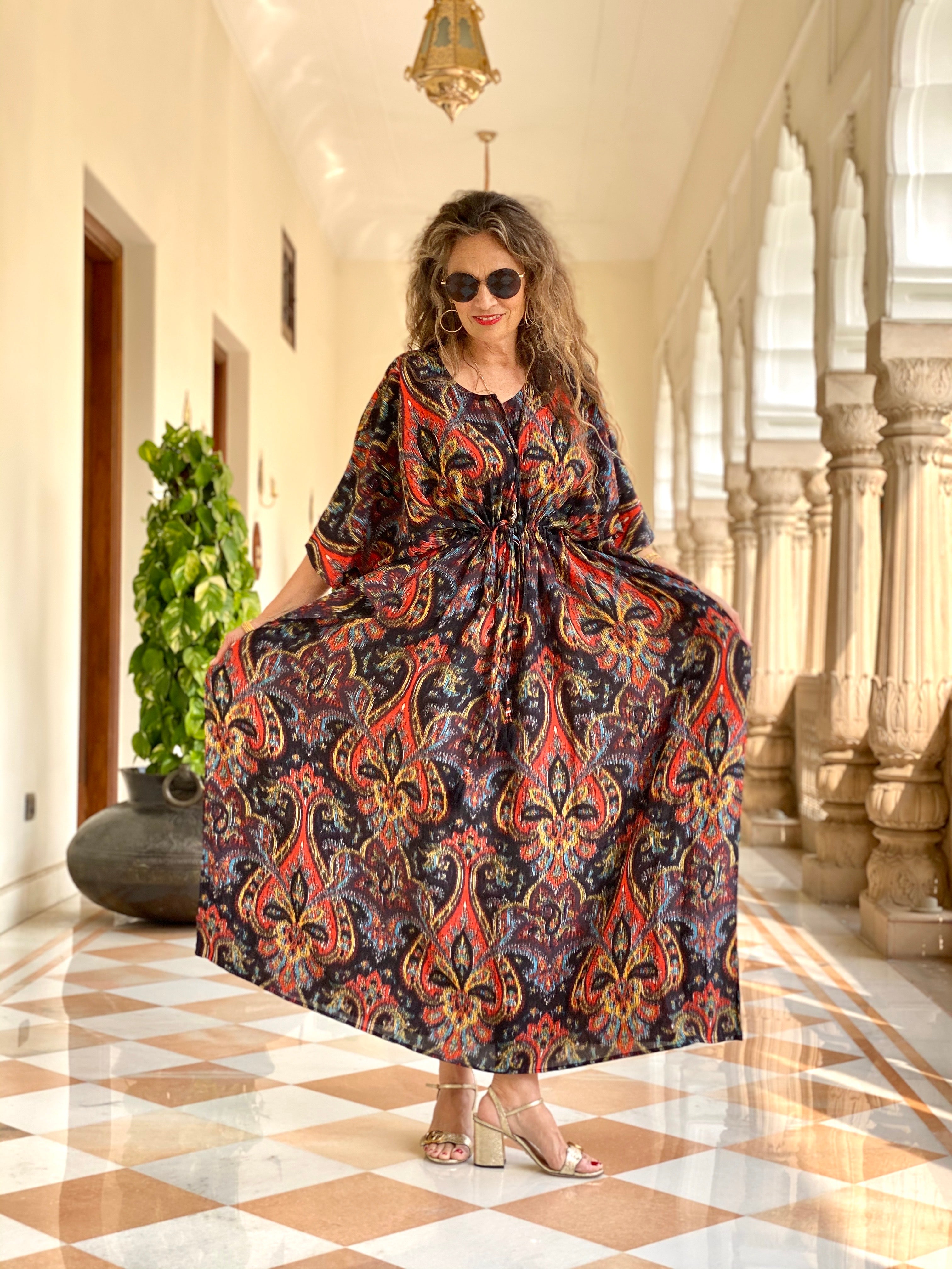 Prima Donna Paisley Italian Silk Maxi Kaftan Dress