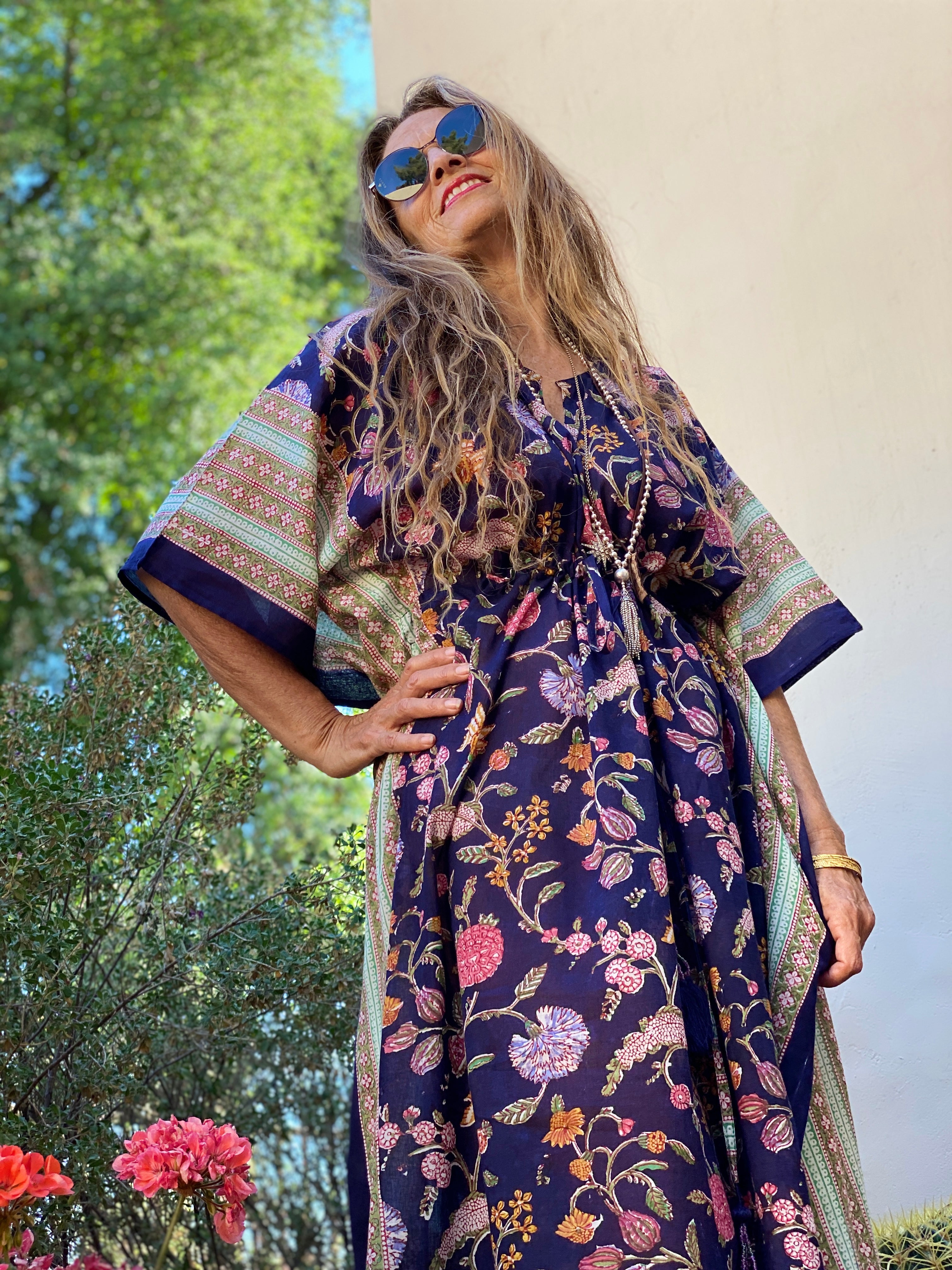 Black Beauty Floral Maxi Kaftan Dress