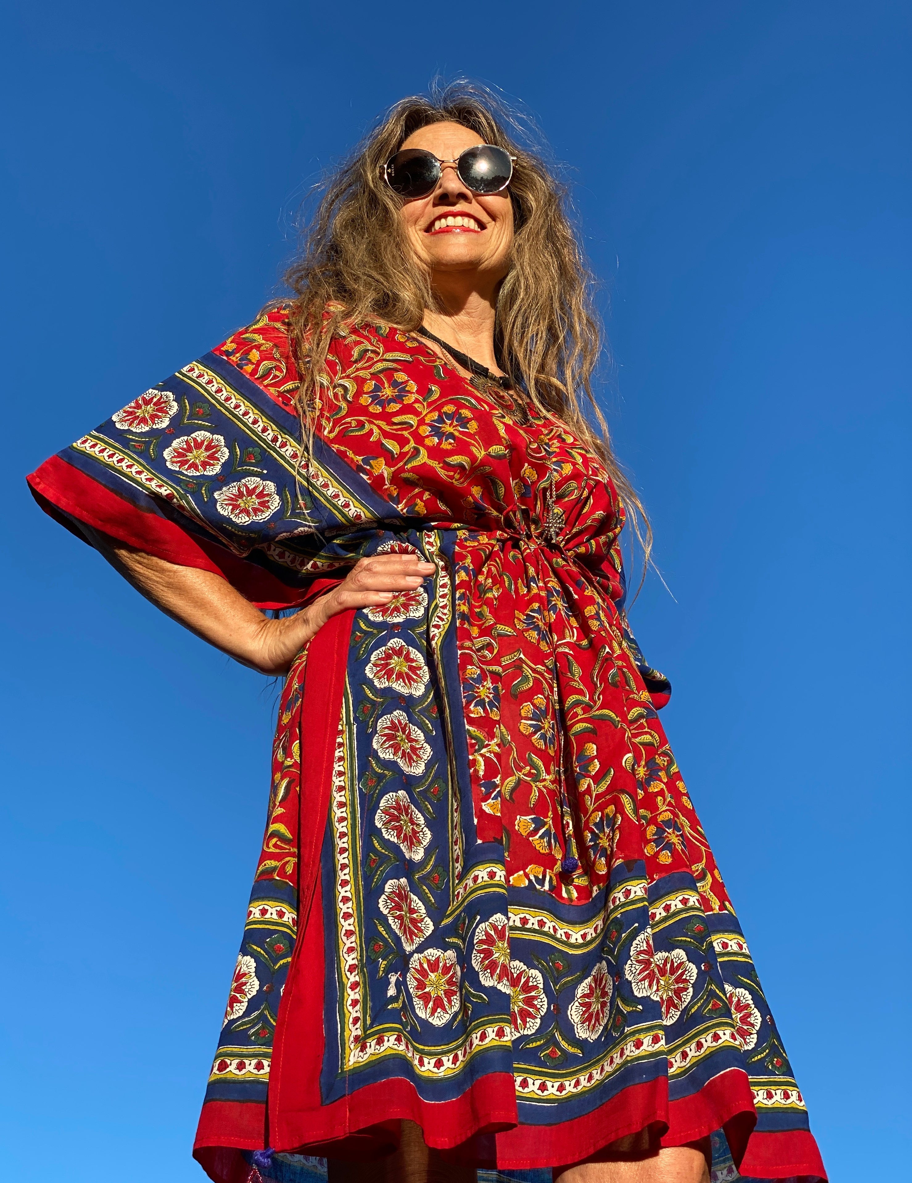 Vesuvio Red Midi Kaftan Dress