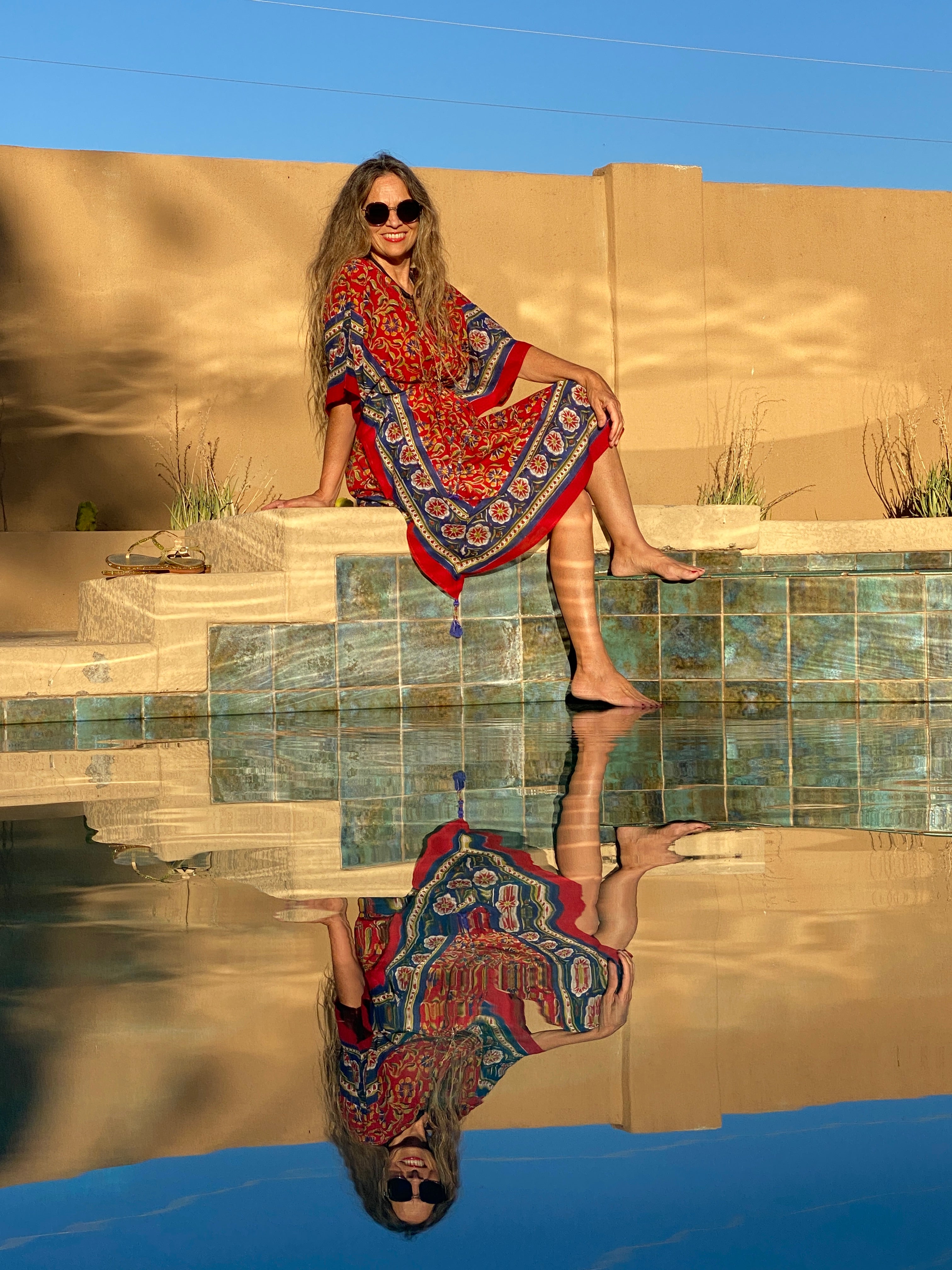 Vesuvio Red Midi Kaftan Dress
