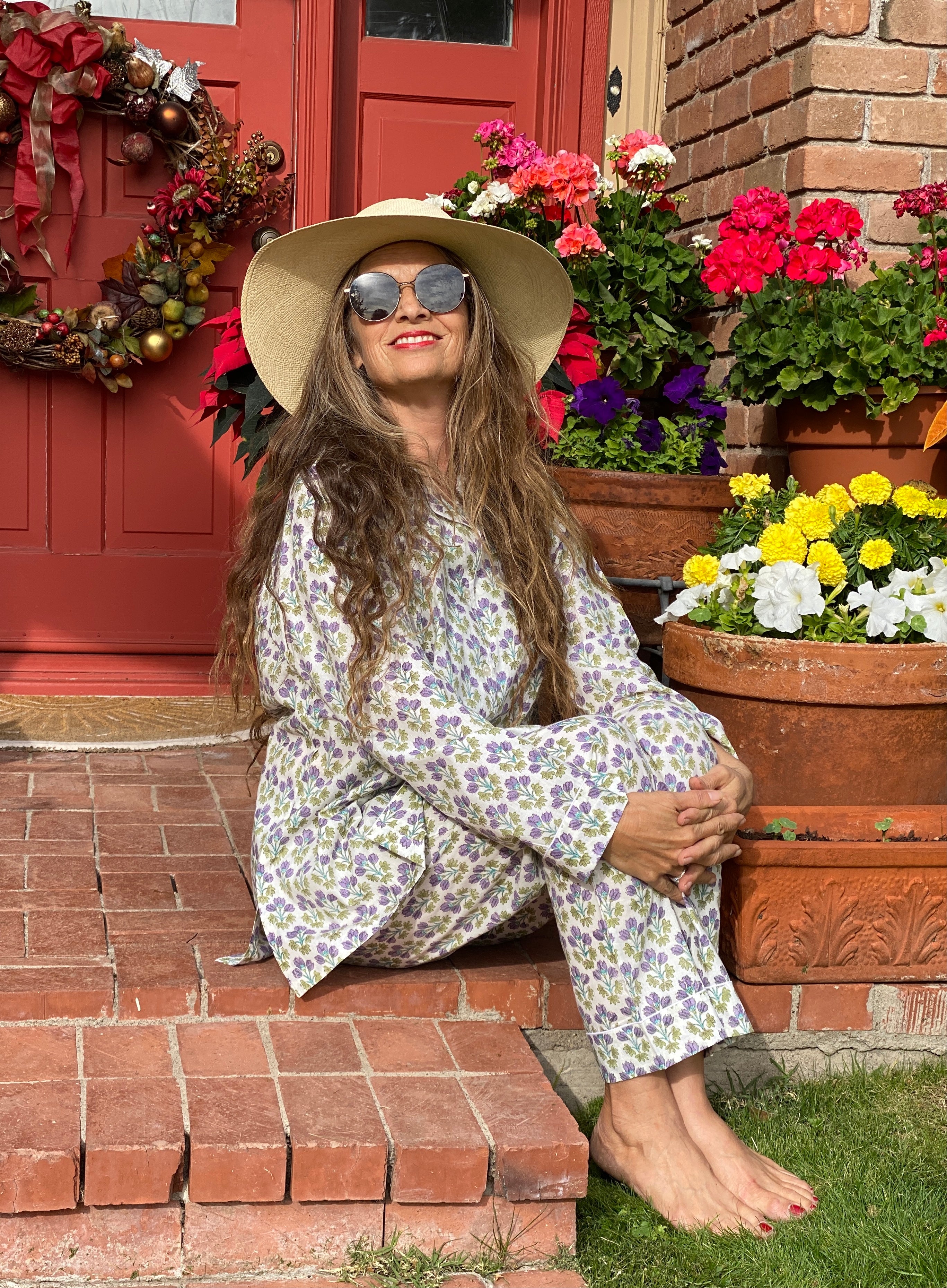 Teresa Lavendar Cotton Floral Pajamas Long Sleeve STORE CREDIT EXCHANGE ONLY
