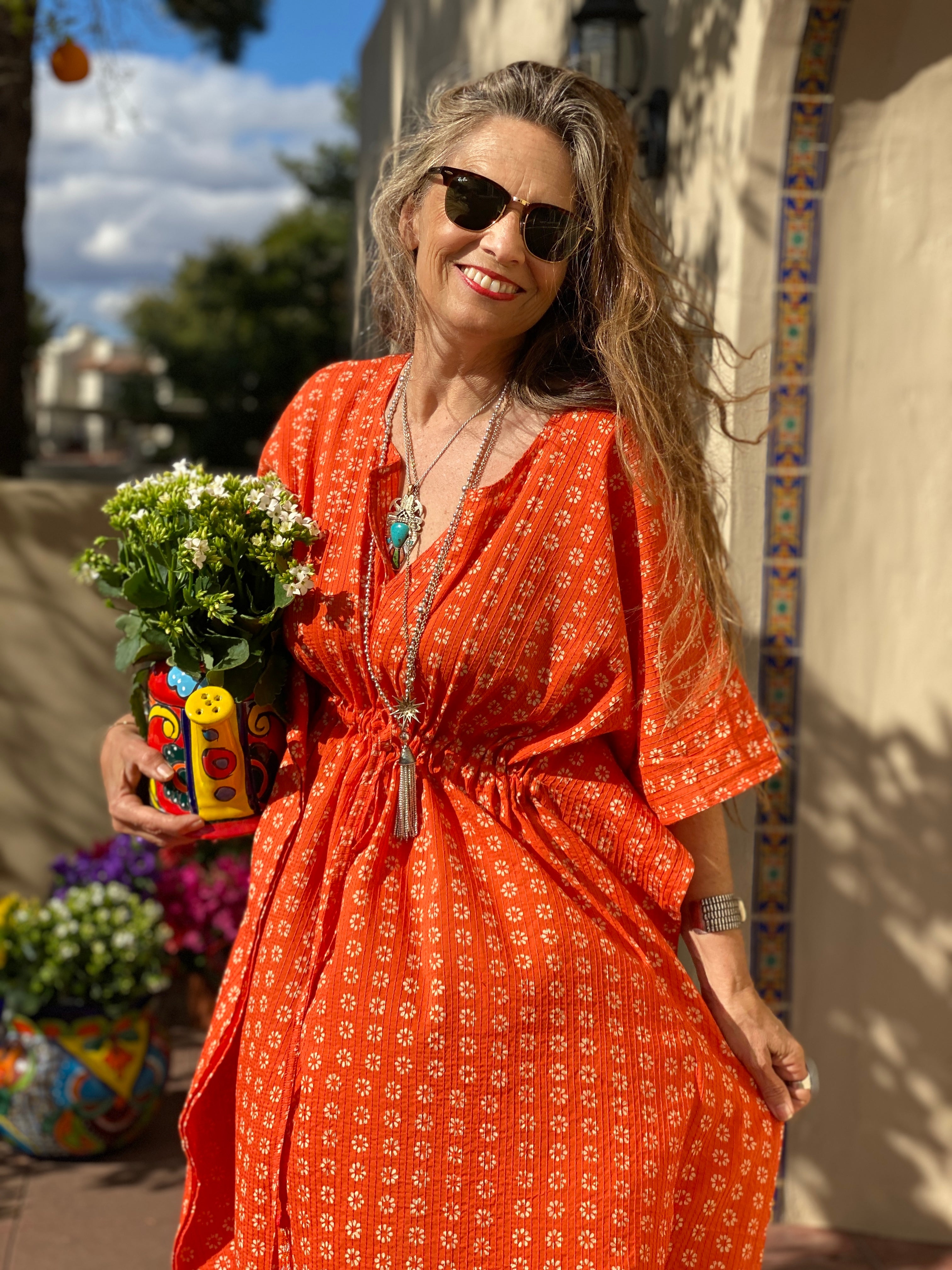 Manisha Mandarine Maxi Kaftan Dress