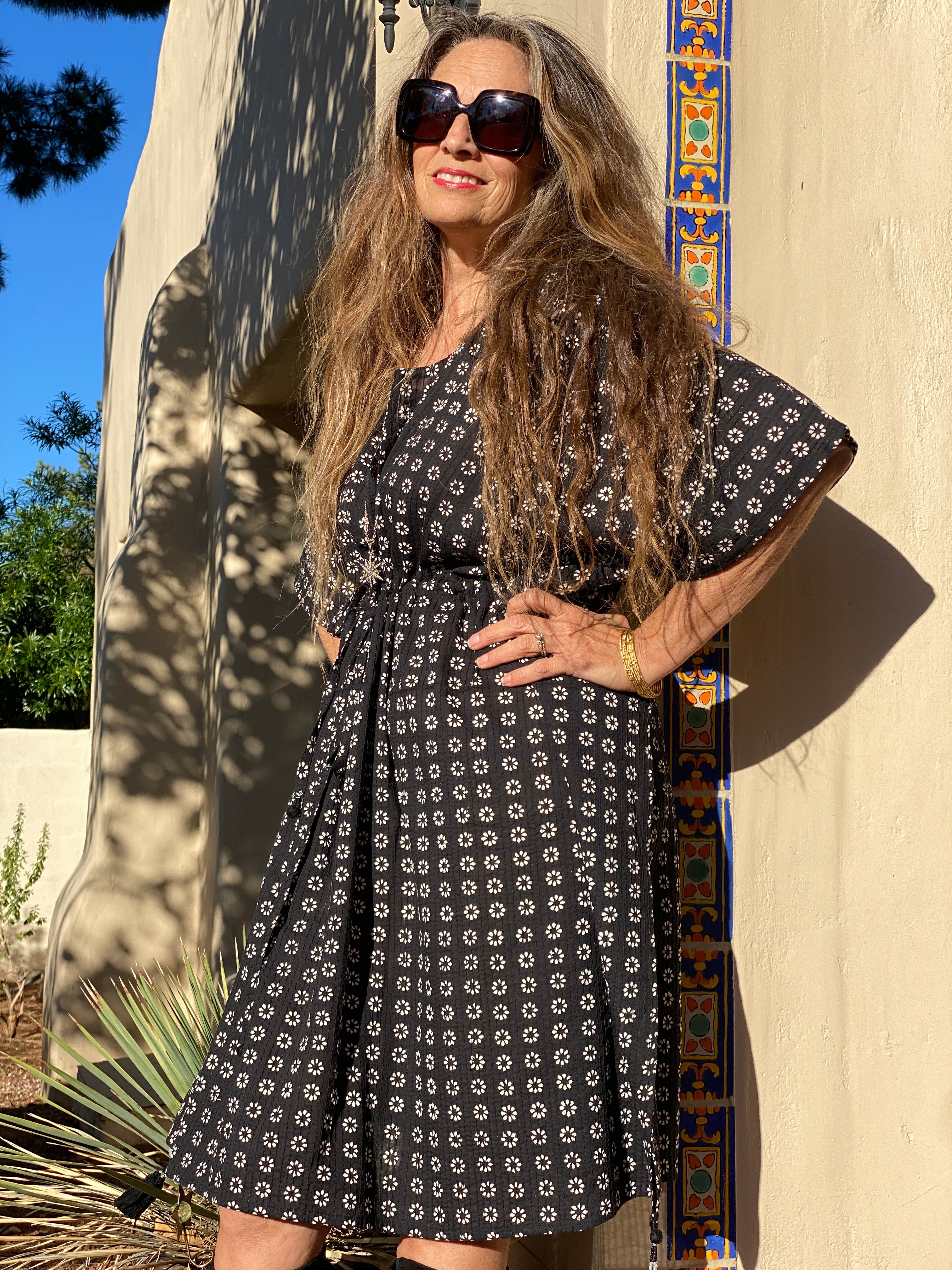 Black Manisha Midi Kaftan Dress