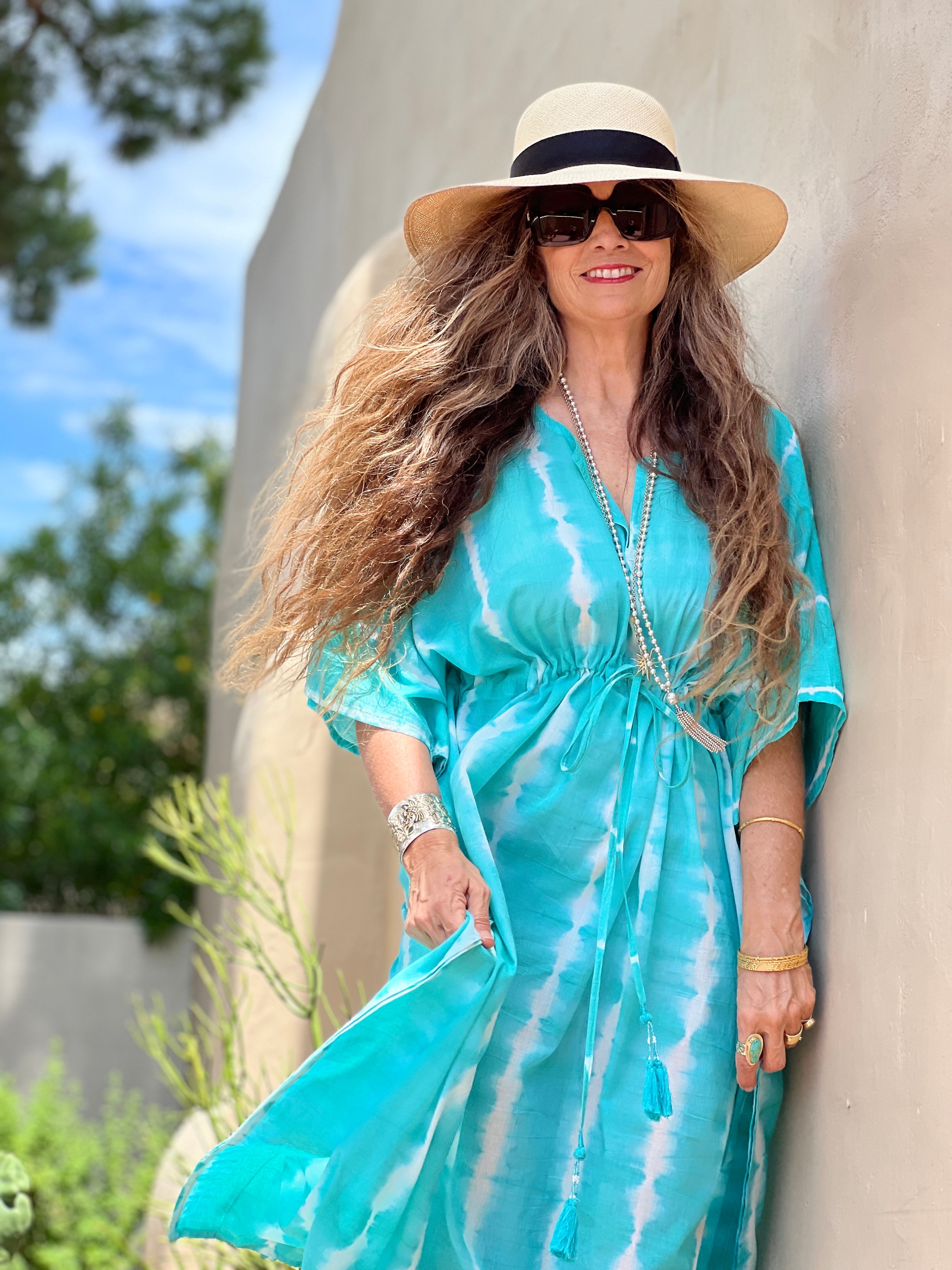 Tiburina Turquoise Tie-Dye Shibori Maxi Dress